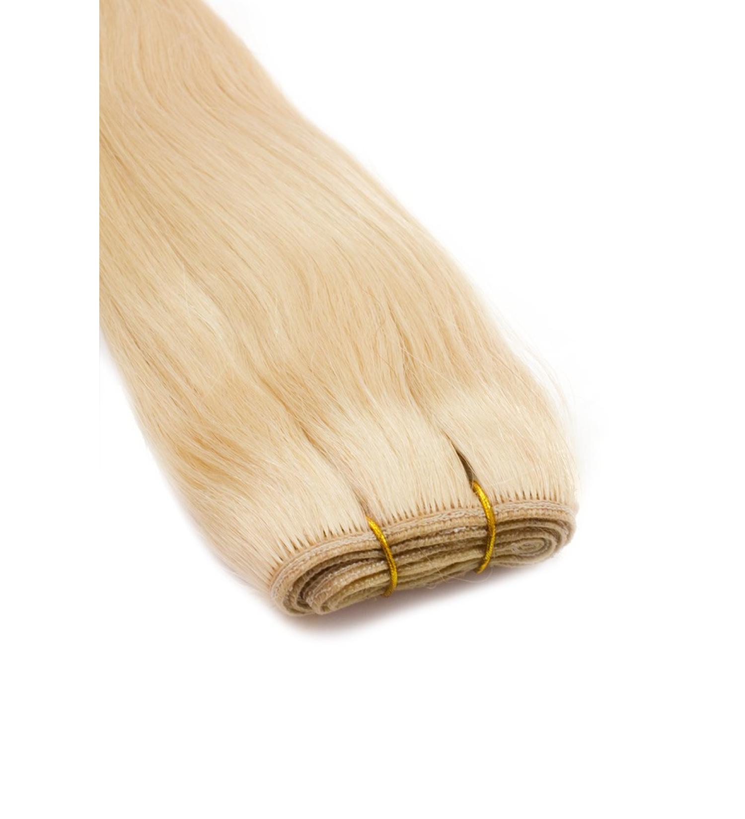 Buy 100% Remy Indian WEFT Hair Extensions - #613 Light Blonde - 50cm Real Human Hair for Seamless Sewing | Glamxtensions - Buy Online on GoSupps.com