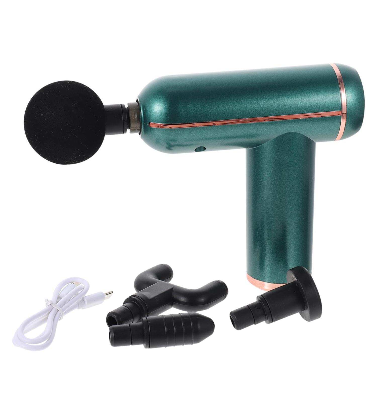 Fascia Gun Set - USB Charger Muscle Relaxation Device for Deep Tissue Massage | Portable Green Massage Tool 14x14x4.3cm - Buy Online on GoSupps.com