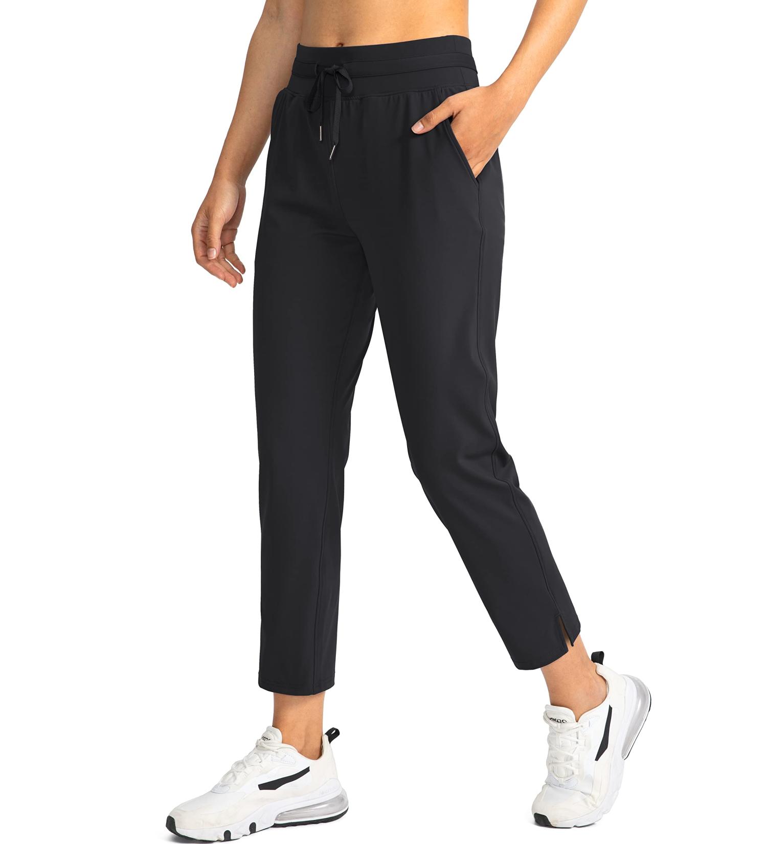 Soothfeel Women's Golf Pants 7/8 Stretch High Waisted Sweatpants - Black Medium - Buy Online on GoSupps.com