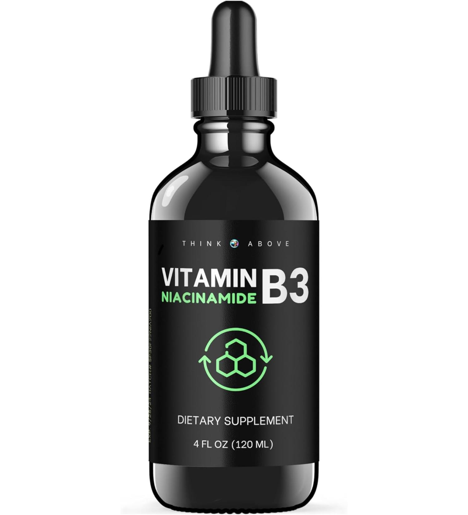 Think Above Liquid Vitamin B3 (Niacinamide) Supplement - Non Flush Niacin Drops - 4 oz (120ml) - Buy Online on GoSupps.com