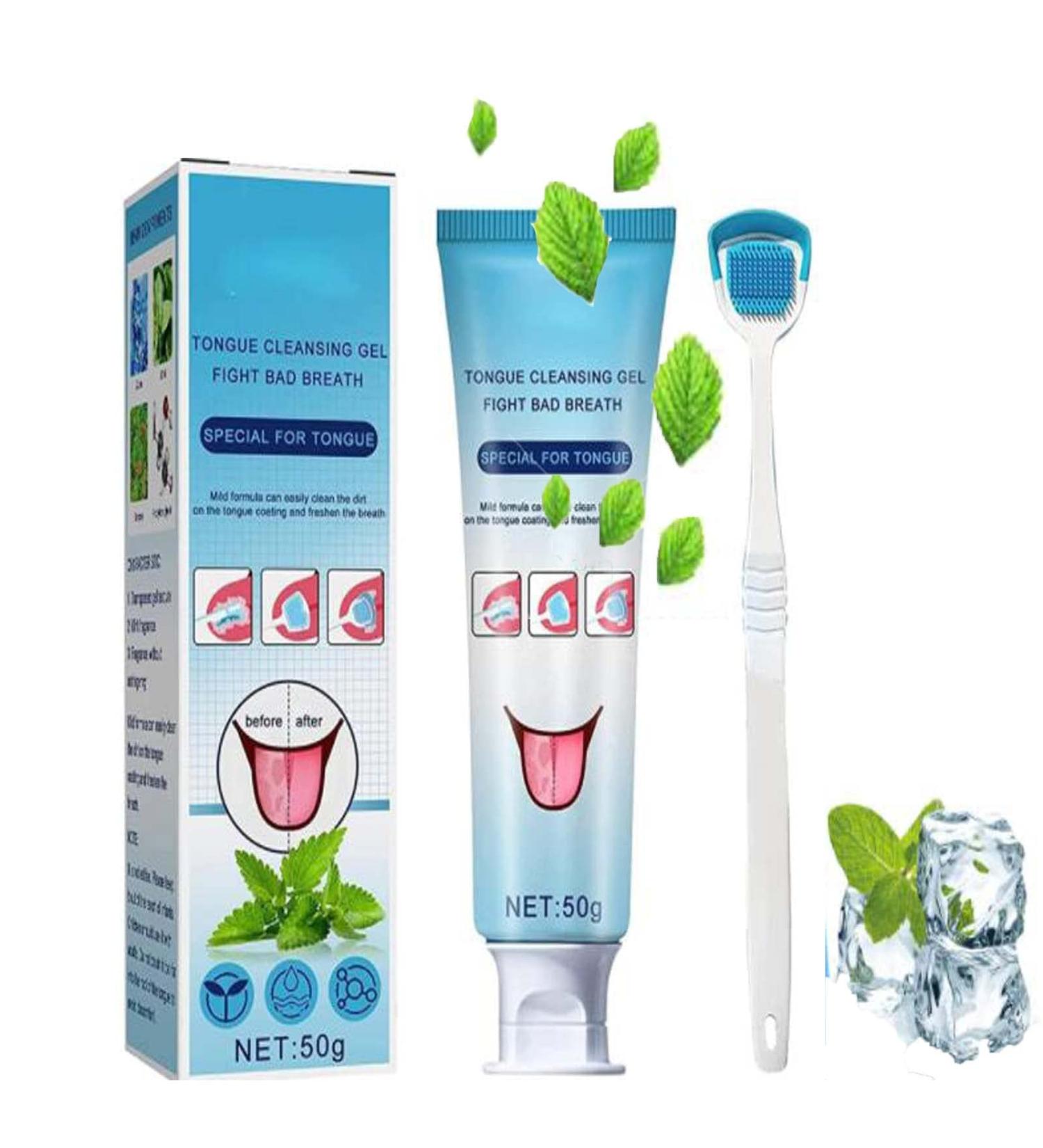 JOKBEN Tongue Cleaner Gel with Brush - Fresh Mint Tongue Scraper Kit for Oral Care - Buy Online on GoSupps.com
