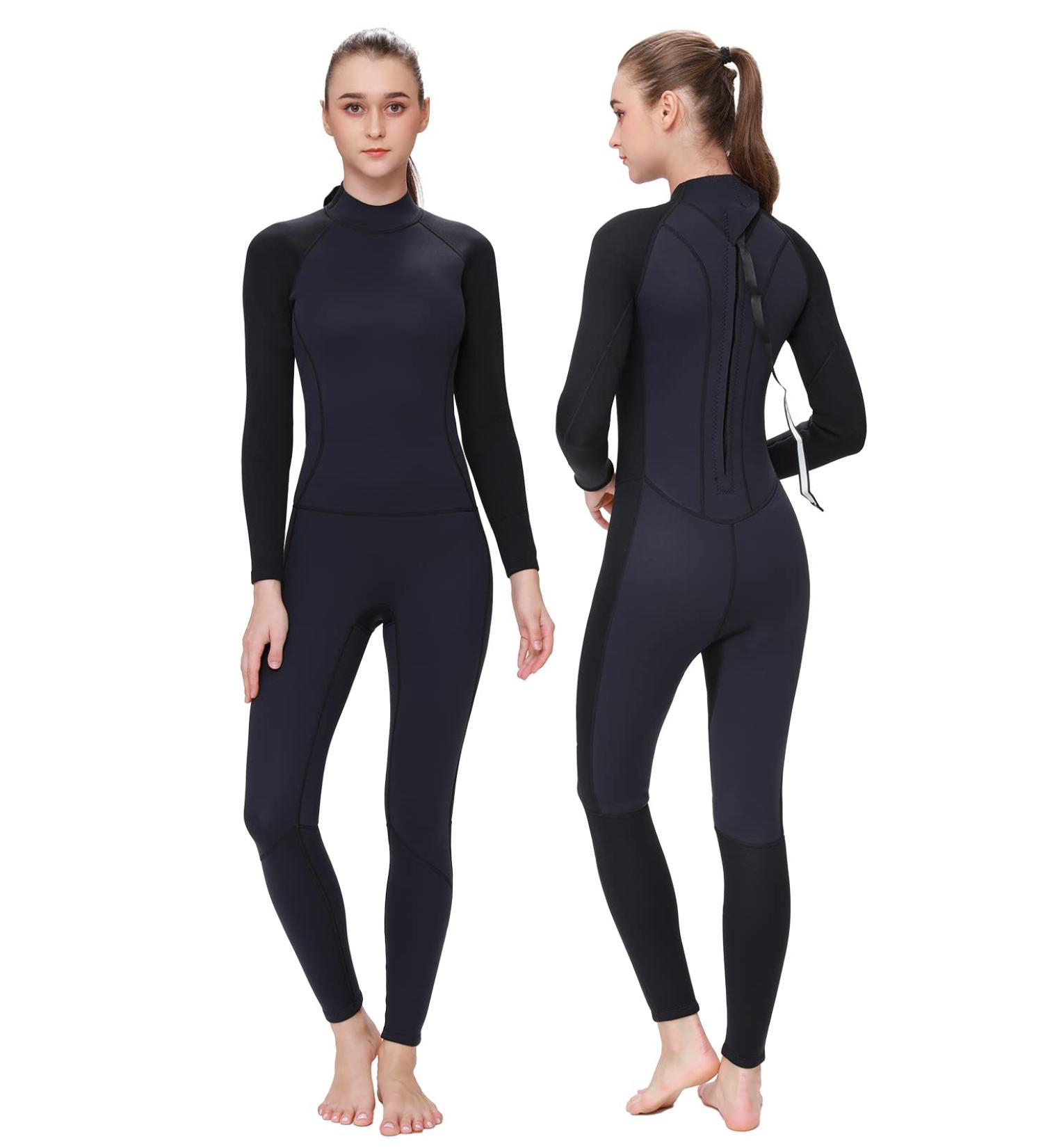 Flexel 3mm Women's & 2/3mm Men's Neoprene Wetsuit - Full Body for Surfing, Swimming, Snorkeling & Scuba Diving - Black, Medium - Buy Online on GoSupps.com