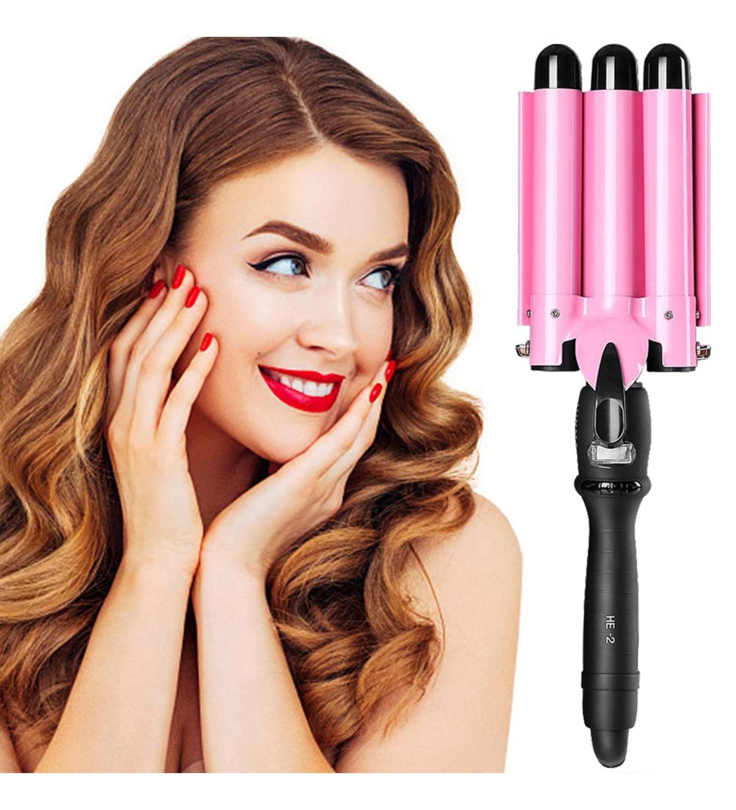Hair Curling Iron Curling Wands Hair Curler Tourmaline Ceramic Hair Crimper Long Hair 3 Barrel Waver Instant Heat Hot Curler Deep Waver for Home/Travel/Salon Curlers with Temperature Control - Buy Online on GoSupps.com
