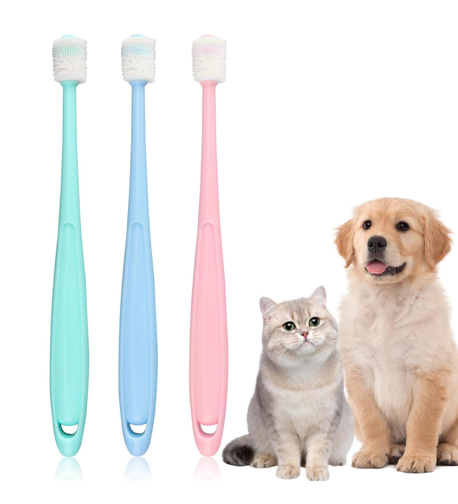 3 Pcs Cat Toothbrush Dog Toothbrush 360 Degree Small Dog Toothbrush Soft Bristles Head Puppy Toothbrush Dog Tooth Brush for Puppy Small Dog Cat Pet Teeth Cleaning (Multicolour) - Buy Online on GoSupps.com