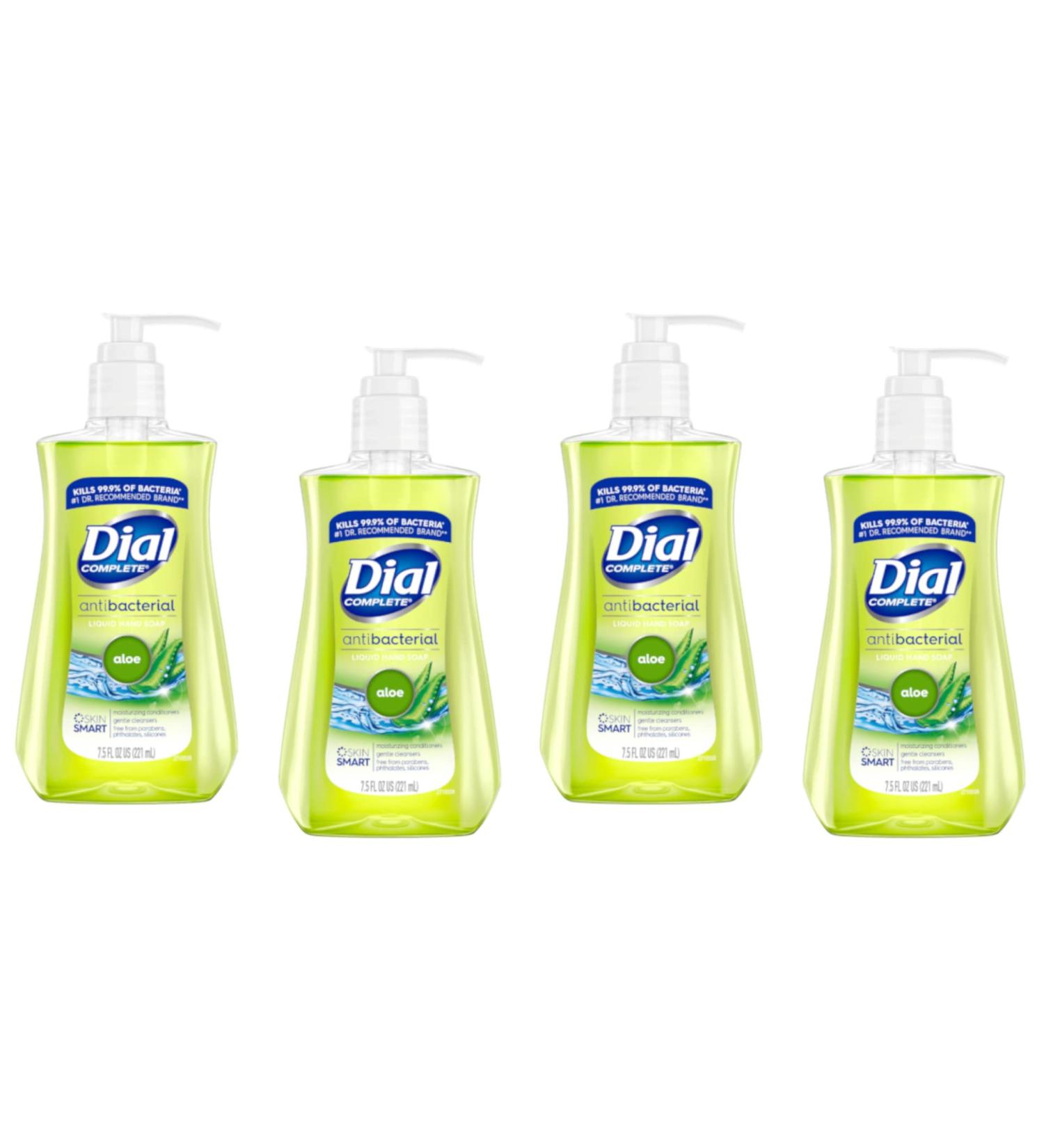 Dial Antibacterial Hand Soap with Moisturizing Aloe | 7.5 oz, Pack of 4 - Buy Online on GoSupps.com