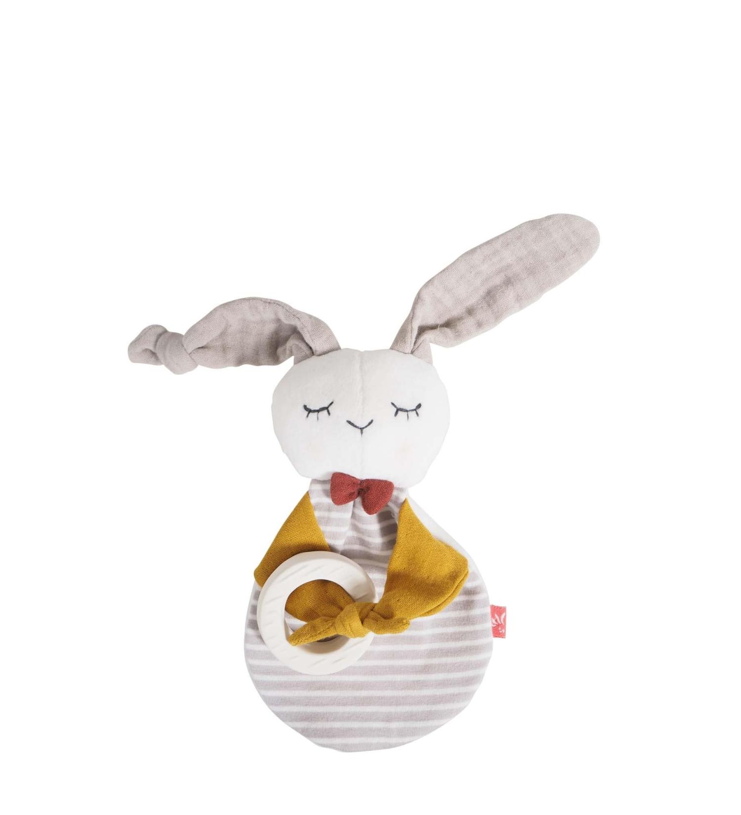 Kikadu Natural Rubber Teething Ring Rabbit - Organic Cotton Baby Toy | 100% GOTS-Certified | International Shipping - Buy Online on GoSupps.com