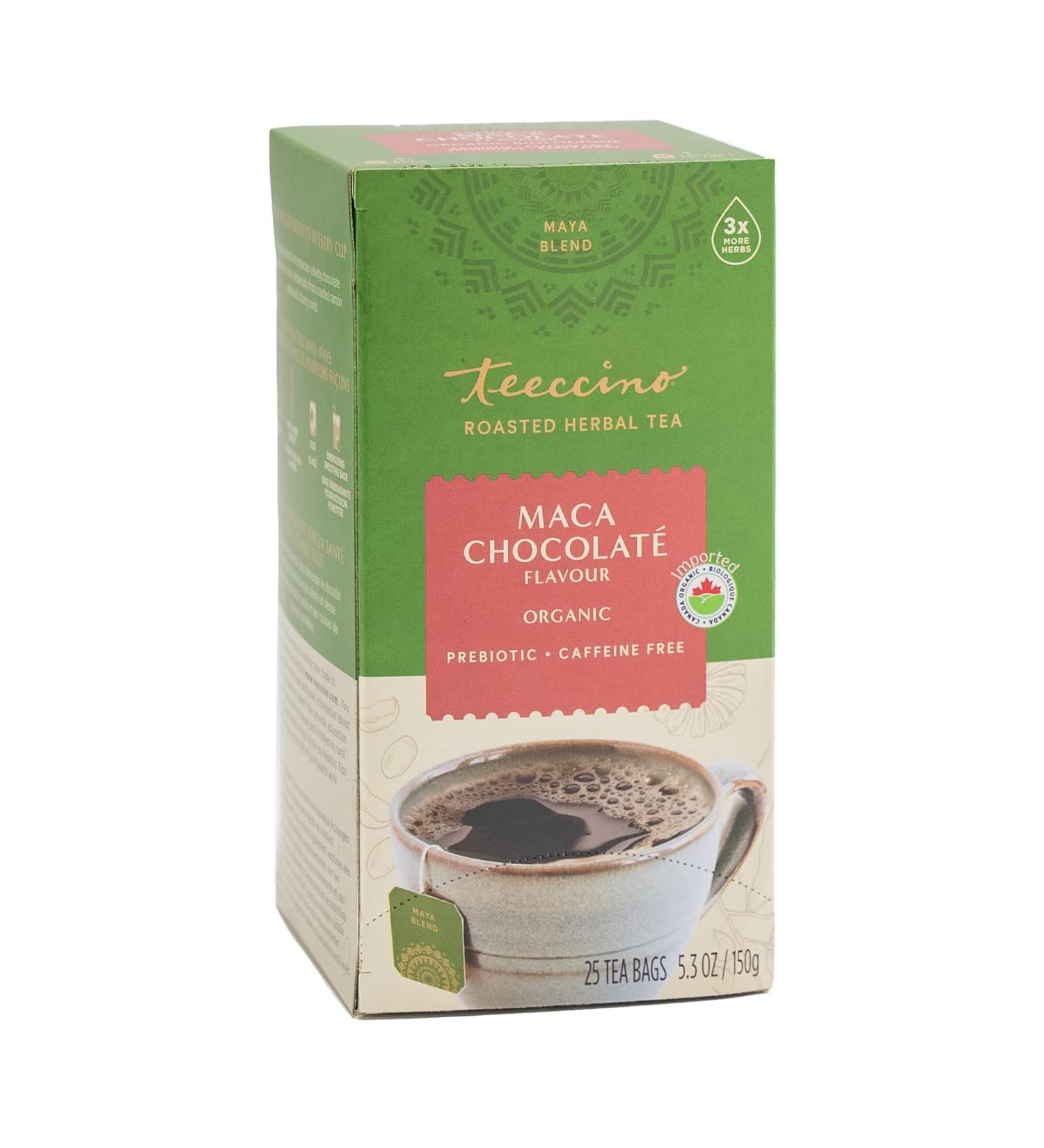 Teeccino Herbal Tea Maca Chocolat Rich & Roasted Herbal Tea That s Caffeine Free & Prebiotic with Natural Energy from Adaptogenic Peruvian Maca 25 Tea Bags - Buy Online on GoSupps.com