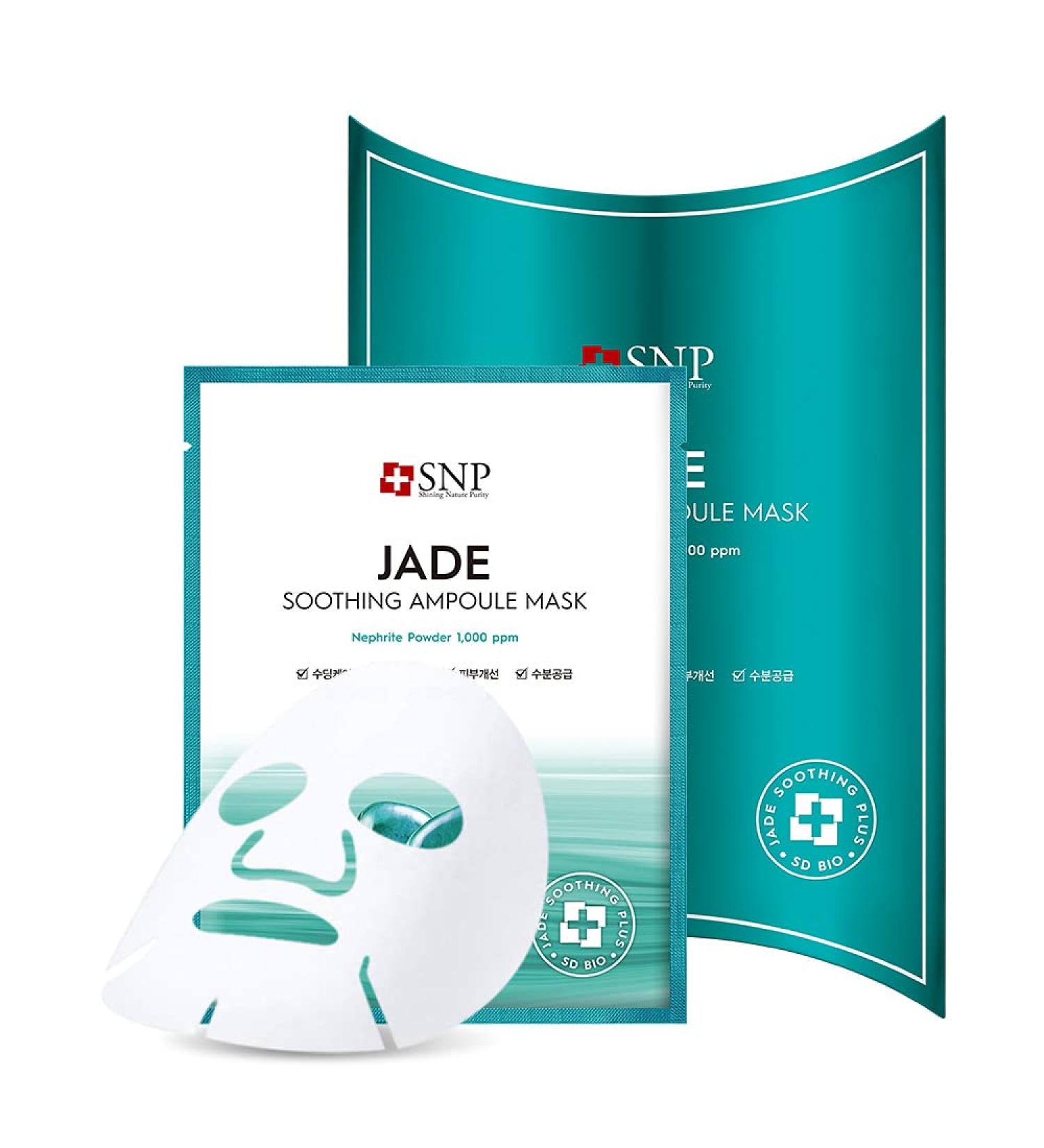 SNP Jade Soothing Ampoule Face Mask Sheet | Hydrating & Calming for Sensitive Skin | 10 Pack Korean Skincare - Buy Online on GoSupps.com