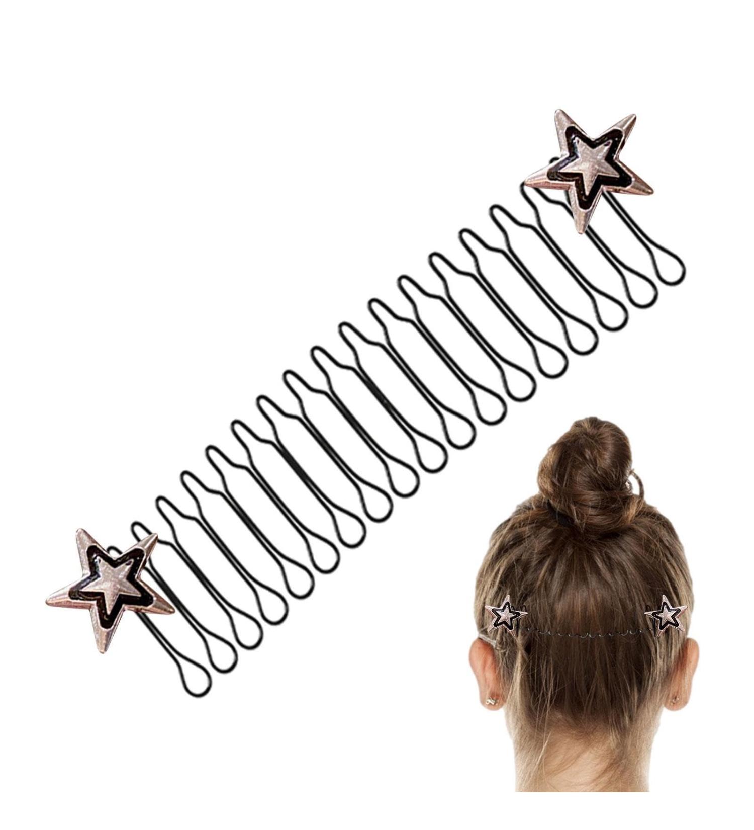 Stretchable Hair Clip U Shape Stretchable Hair Fixer Girl Hair Clips For Prom Daily Casual Wedding Dating Working And Traveling Maijia Silver Five-pointed Star - Buy Online on GoSupps.com