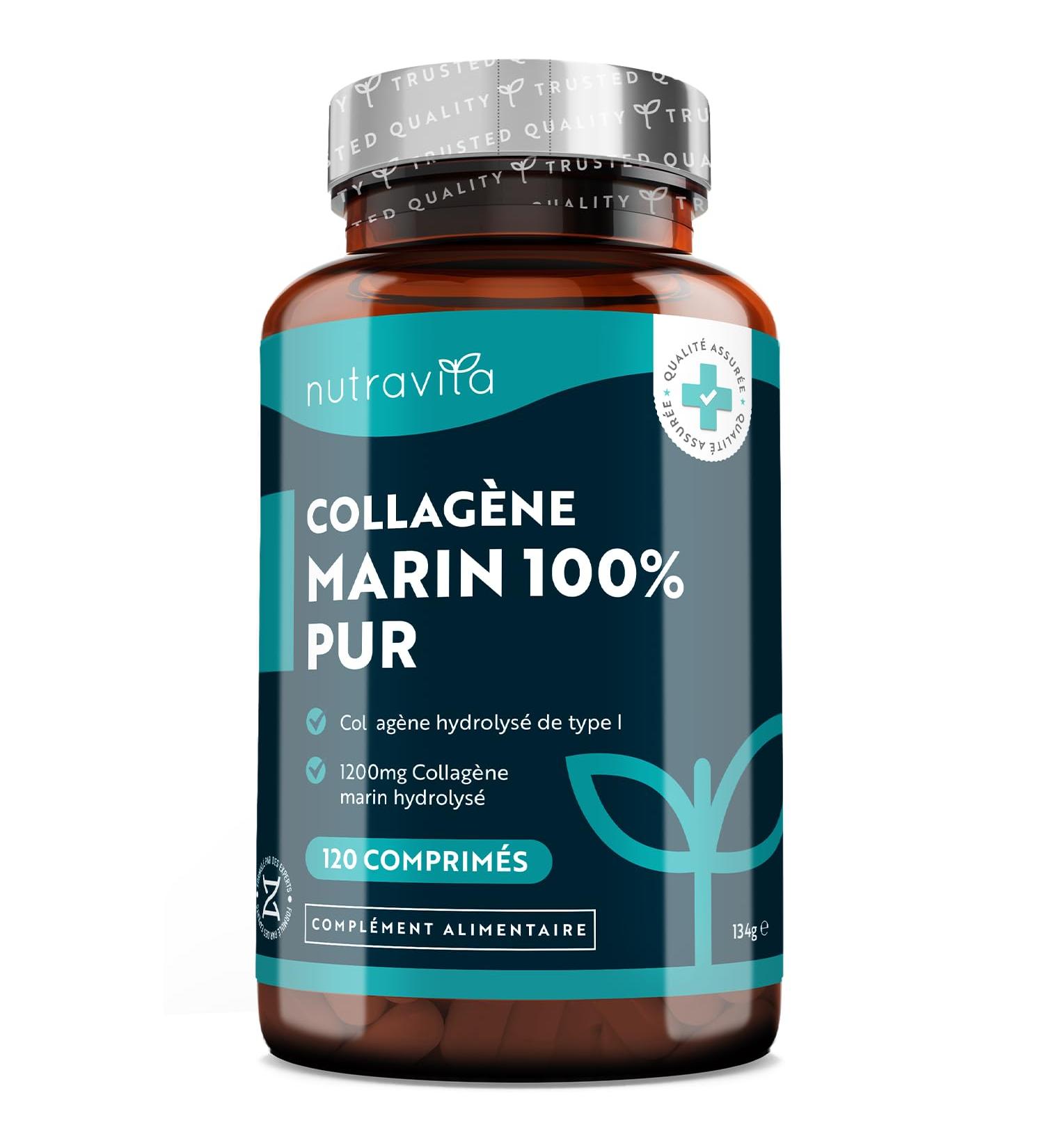 Hydrolyzed Marine Collagen Type 1-1200mg - 120 Marine Collagen Tablets - Hydrolyzed Collagen Peptides - Collagen Protein for Joints and Skin Hydration - Nutravita - Buy Online on GoSupps.com