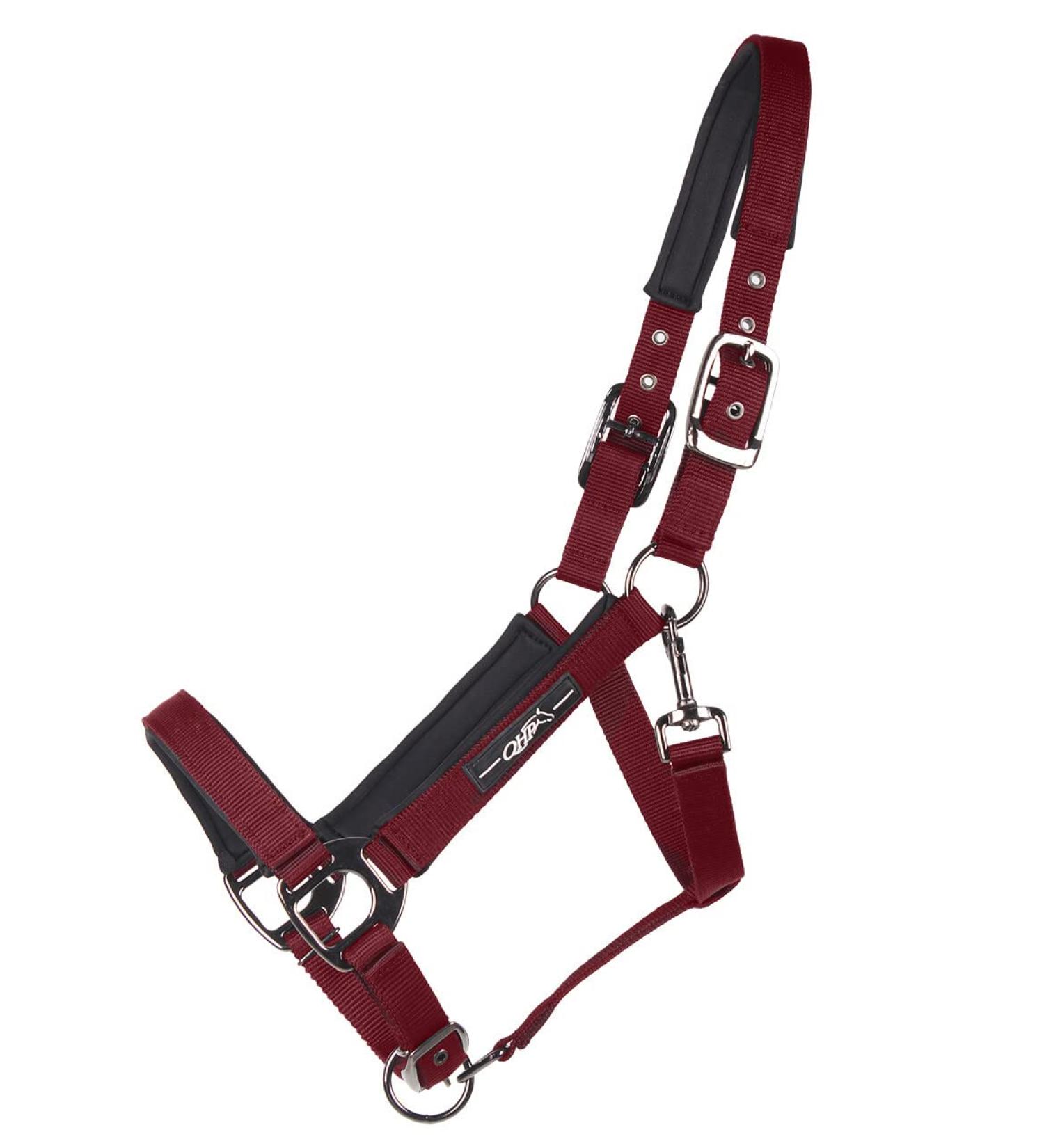 QHP Halter Deluxe soft padded 3-way adjustable (pony burgundy) Pony EU burgundy