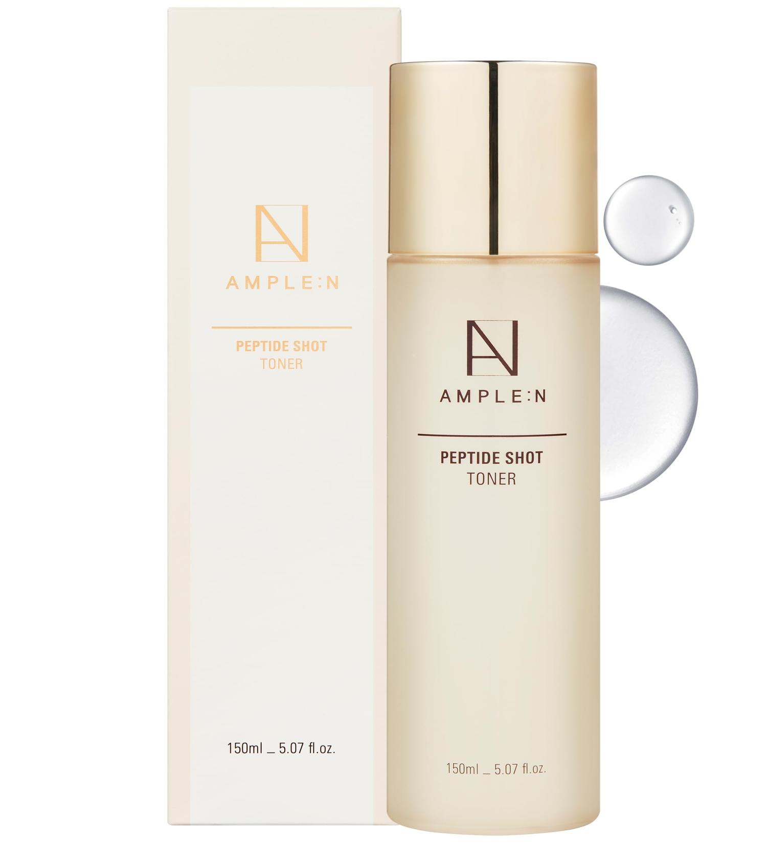 Peptide Shot Toner - Korean Facial Toner with 6 Peptides & Colloidal Gold Extract for Anti-Aging Moisturizing Firming Strengthening Skin and Elasticity - Hydrating Serum Formula 5.07 fl.oz