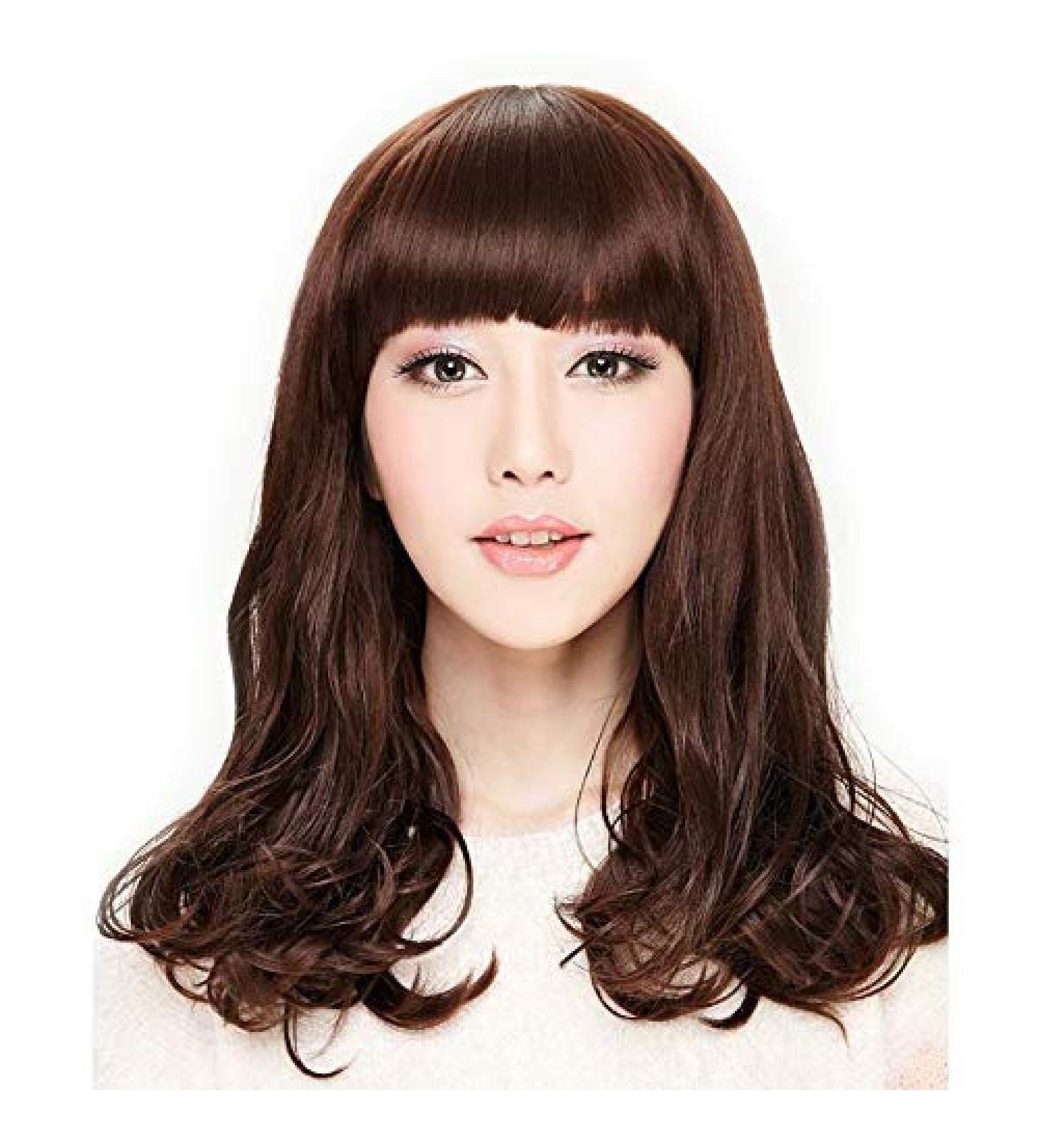 BGHJUE Wigs Ombre Middle Long Hair Heat Resistant Part Synthetic Wig For Women 43cmBrown