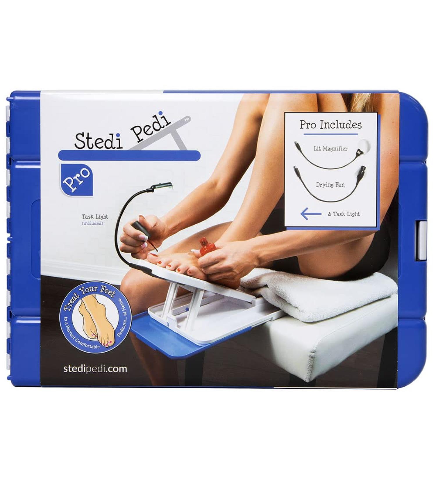 Stedi Pedi Pro - Professional Home Pedicure Kit with Magnifier, Fan, and Task Light - Pedi Assistant Tool for Easy Nail Painting - DIY for Women - Buy Online on GoSupps.com