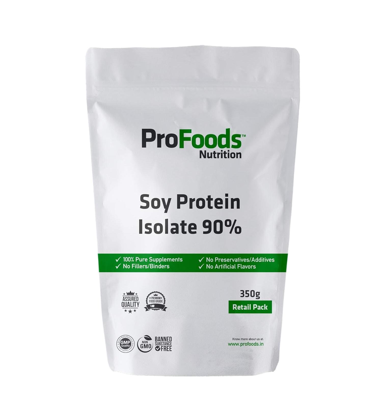 Pro.foods Soy Protein Isolate 90% Powder (350 Grams) Vegan friendly protein source (Unflavoured) - Buy Online on GoSupps.com