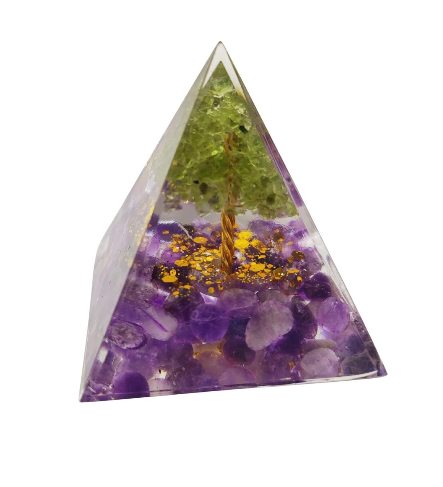 Crystal Pyramid Ogan Chakra Crushed Stone Moonstone Crystal Energy Tower Nature Reiki Stone Jewelry Health Protection Positive Energy Generator to Attract Wealth and Wisdom (Color: G)
