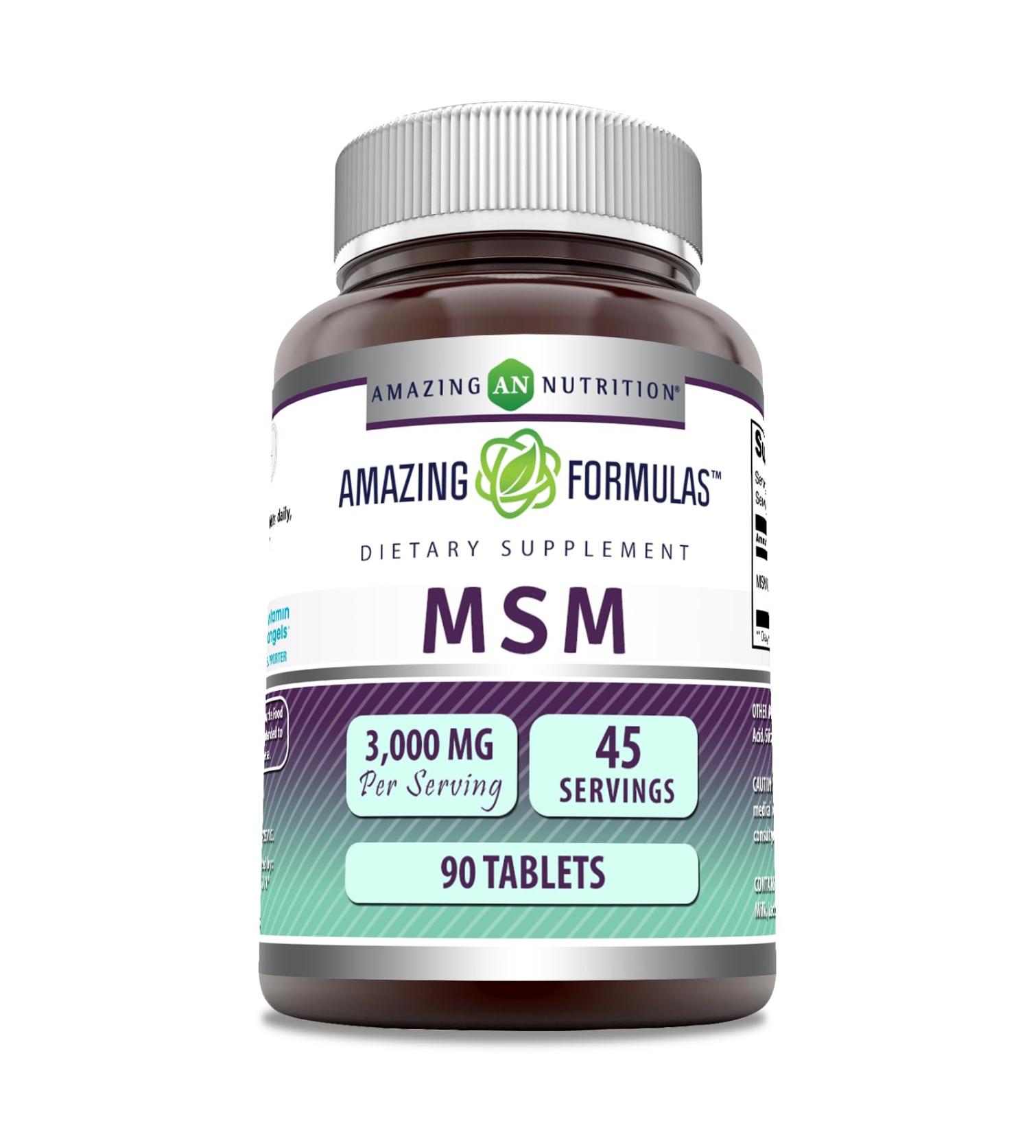 Amazing Formulas MSM (Methylsulfonylmethane) Tablets | 3000 Mg Per Serving Supplement | Non-GMO | Gluten Free | Made in USA (90 Count)