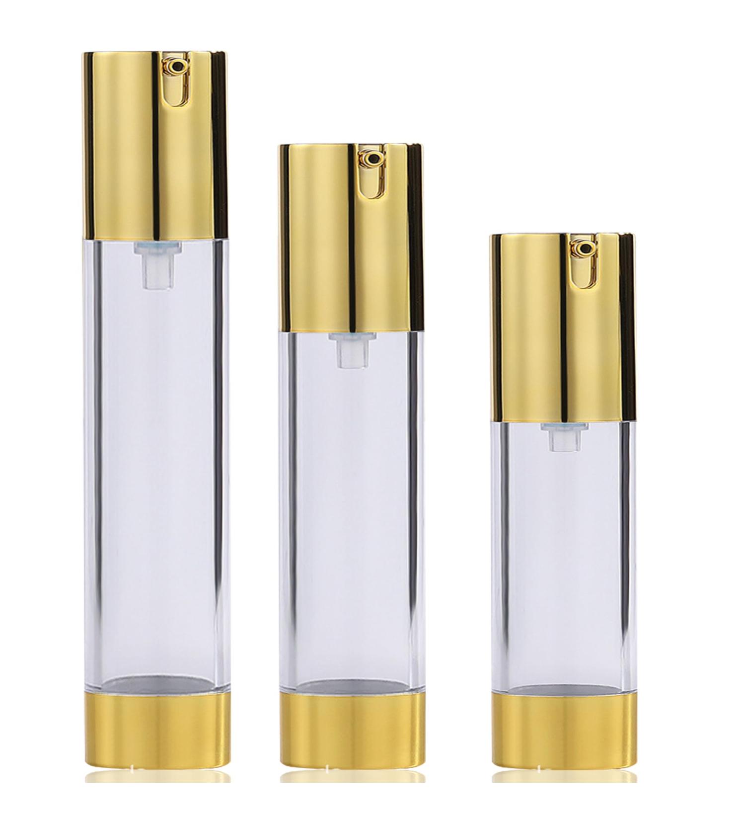 Airless Pump Bottles Set - 3PCS 15ml/30ml/50ml Travel Containers for Toner Lotion Serum - Refillable & Sealed Travel Pumps - Buy Online on GoSupps.com