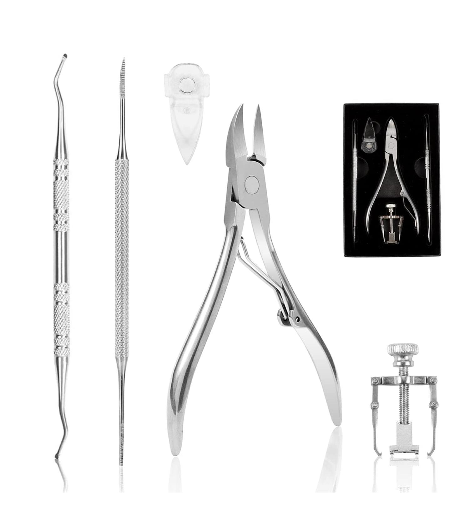 Ingrown Toenail Set - 5 Piece Professional Nail Tongs & Stainless Steel Manicure/Pedicure Kit by Oosofitt | Strong & Effective Care for Ingrown Toenails - Buy Online on GoSupps.com