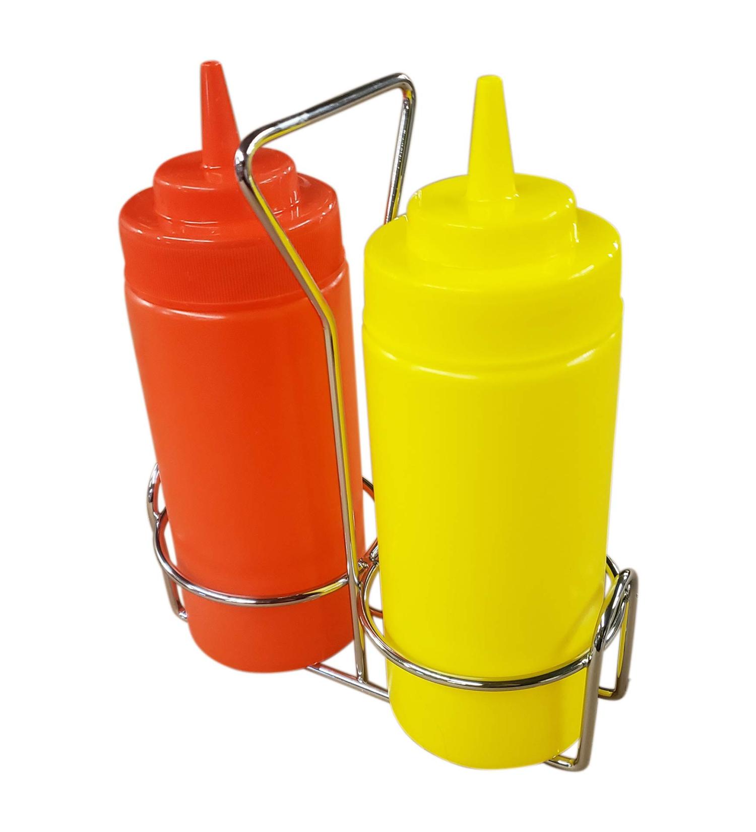 Ketchup and Mustard Squeeze Bottle Set with Caddy 16oz - Buy Online on GoSupps.com
