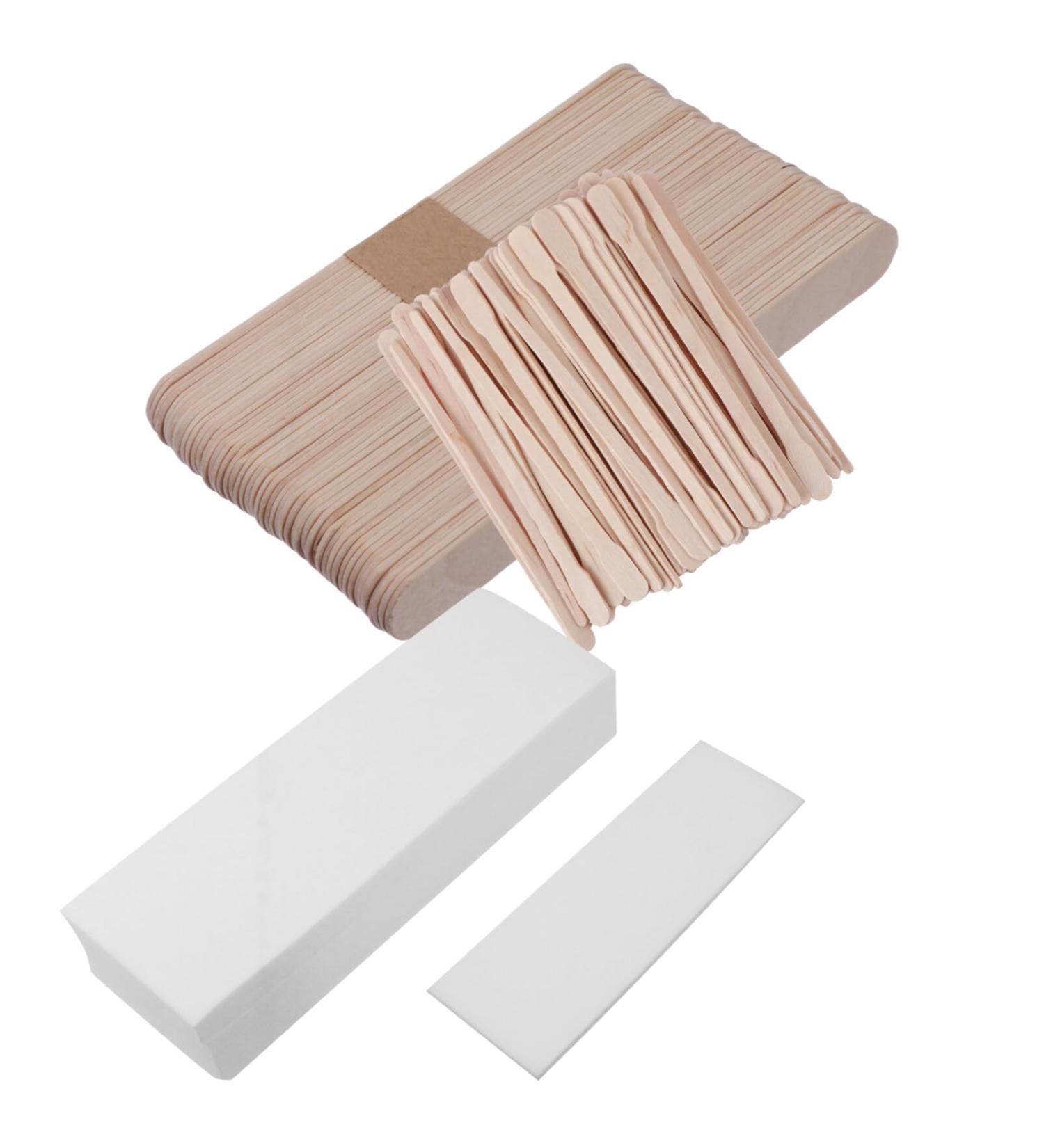 Fomiyes 400 pieces of disposable beauty bar Wachst bars made of wood wax strips for the upper lip craftsmanship made of wood wax strips make white also flat head accessories natural birch