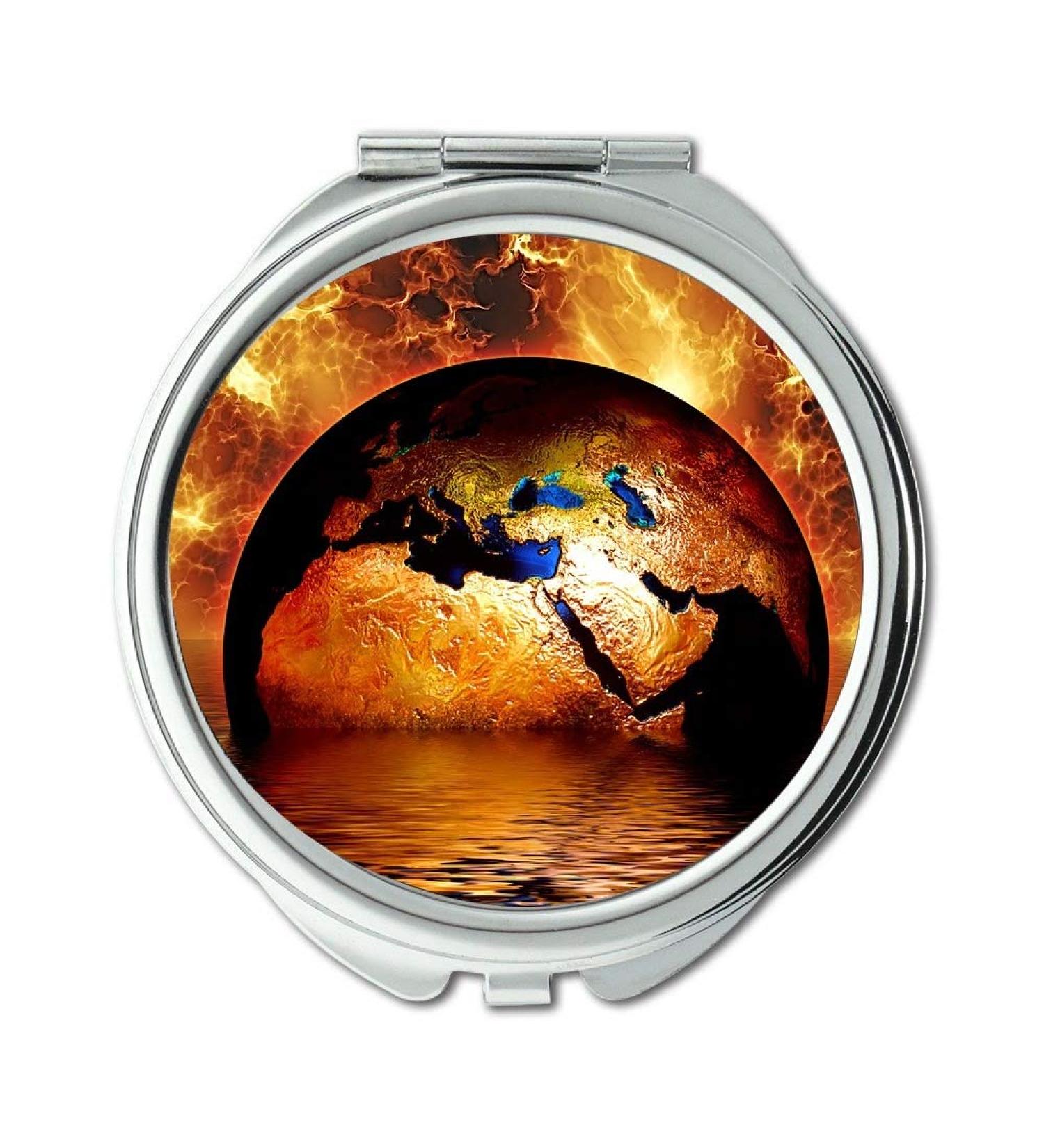 Mirror in Office Products Earth Globe Water Fire Flame Brand Wave Sea makeup mirrors pocket mirror portable mirror - Buy Online on GoSupps.com