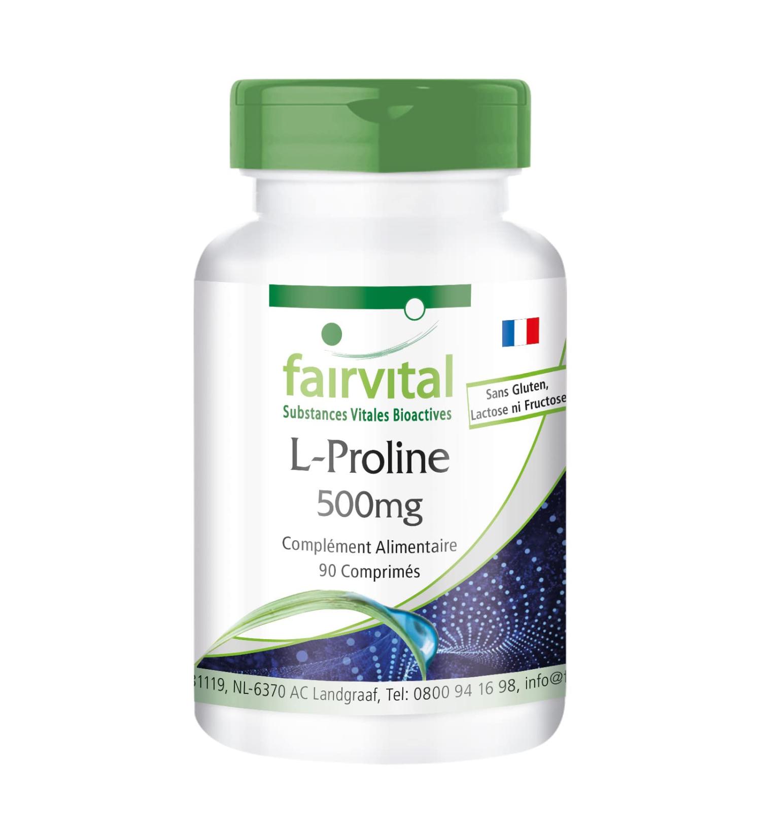 Fairvital | L-proline 500 mg 45 days - VEGAN - High dosed - 90 tablets - animated acid - Buy Online on GoSupps.com