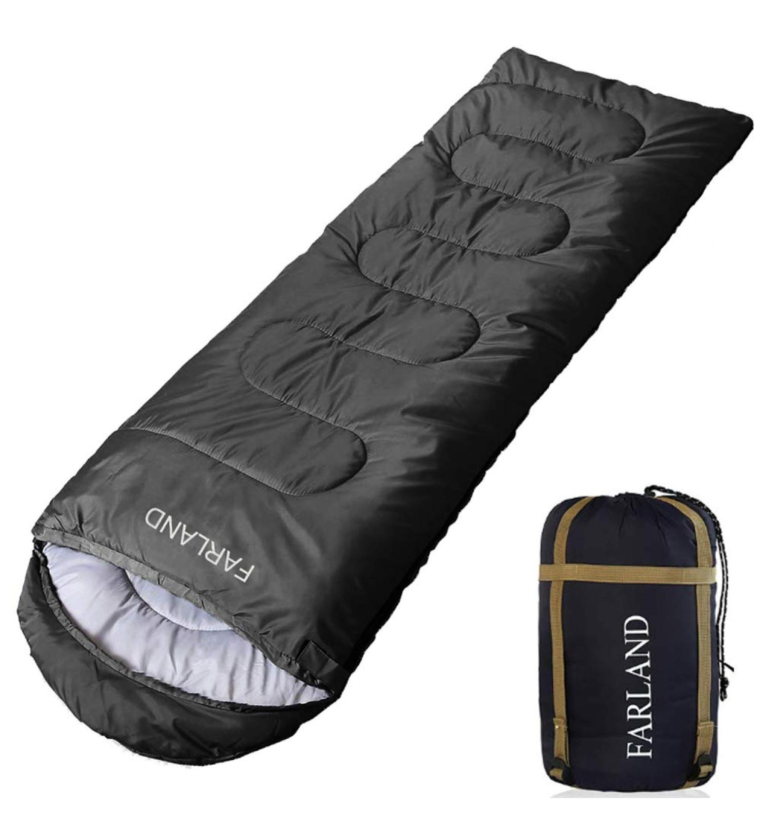 FARLAND 20 Sleeping Bag for Adults Teens Kids | Lightweight & Waterproof 3-4 Season Camping, Hiking, Backpacking | Portable with Compression Sack | Dark Grey - Buy Online on GoSupps.com