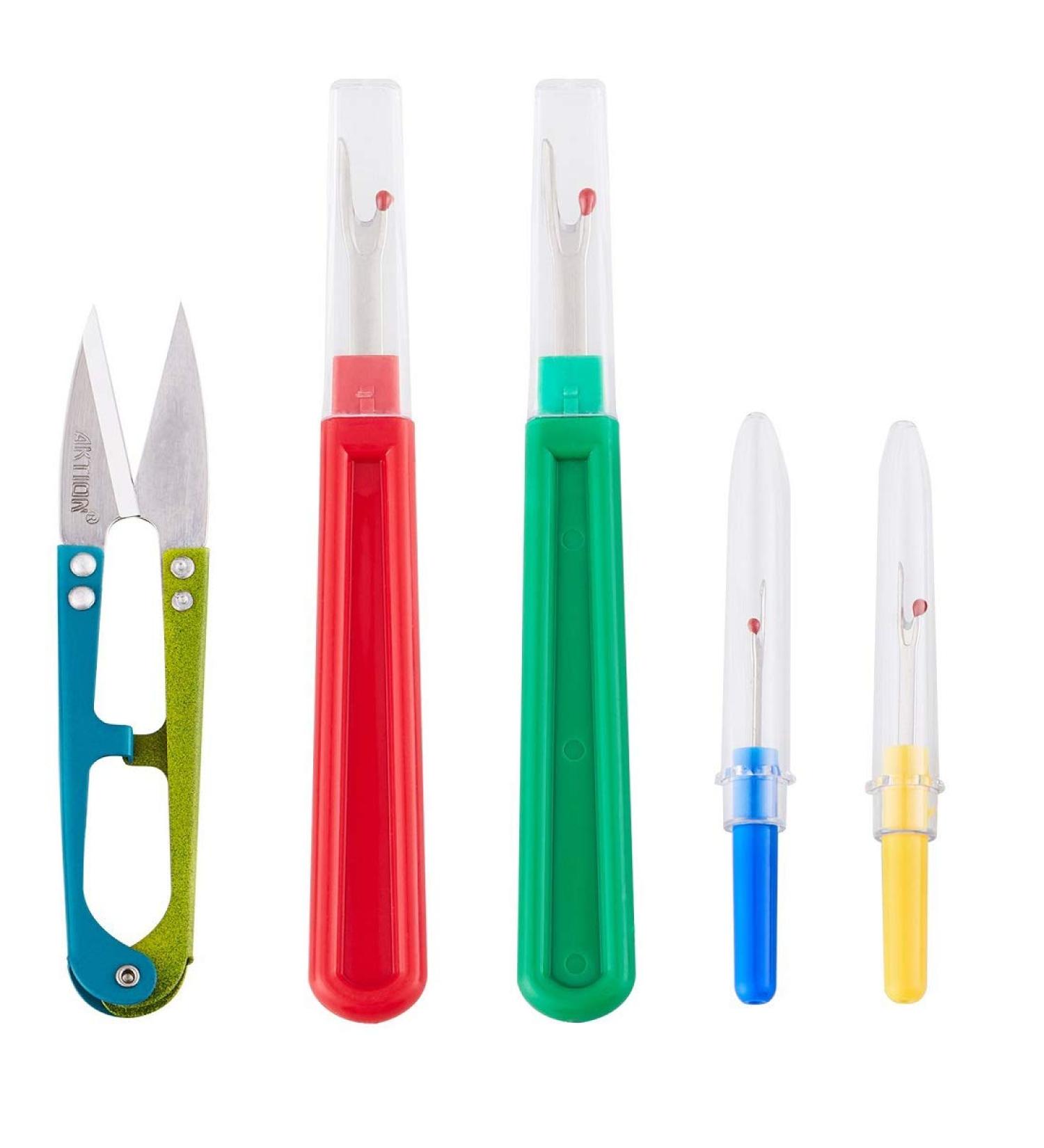 5-Piece Colorful Seam Ripper Assortment Kit with Scissors - Handy Stitch Remover Tools for Sewing, Removing Unwanted Hems and Seams - Buy Online on GoSupps.com