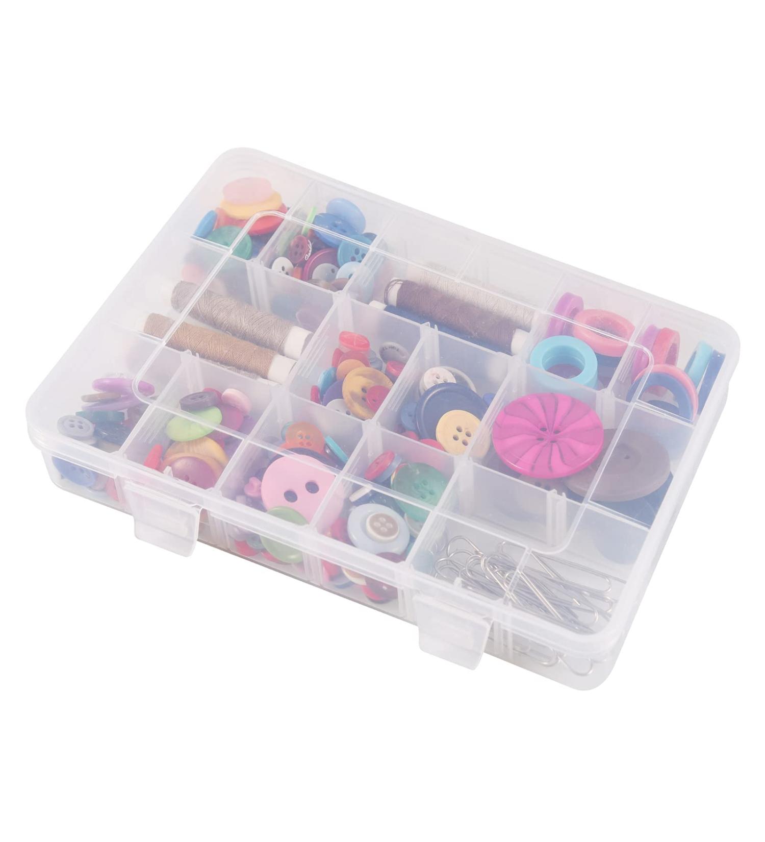 18 Grids Plastic Organizer Box with Dividers - Clear Compartment Storage for Crafts & Jewelry - 7.9 x 6.2 x 1.2 in - Buy Online on GoSupps.com