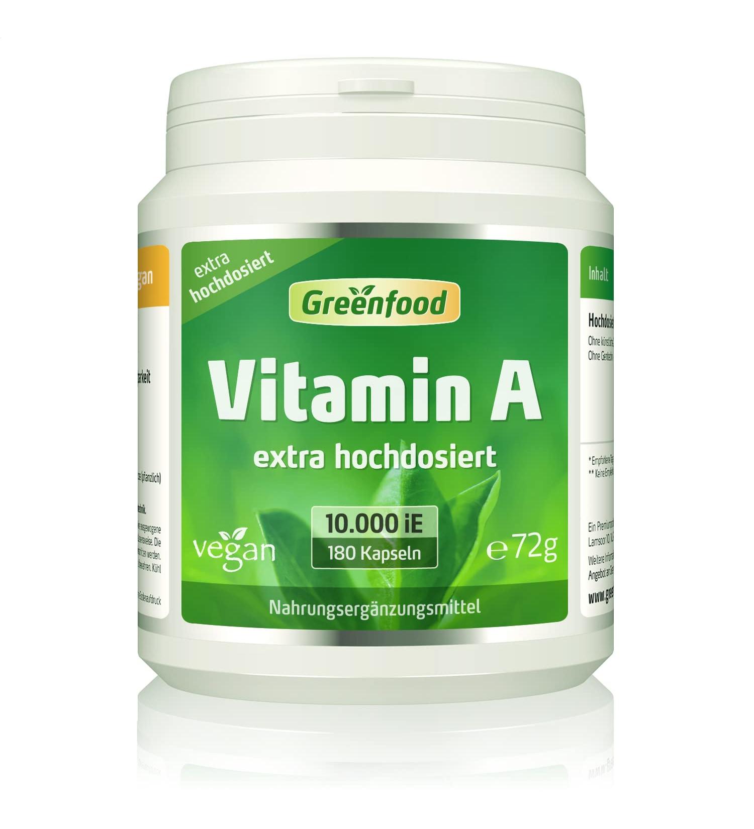 Vitamin A 10 000 IE - High-Dose 180 Capsules | Supports Eyesight Immune System & Mucous Membranes | Vegan & Non-GMO | 72g Pack - Buy Online on GoSupps.com
