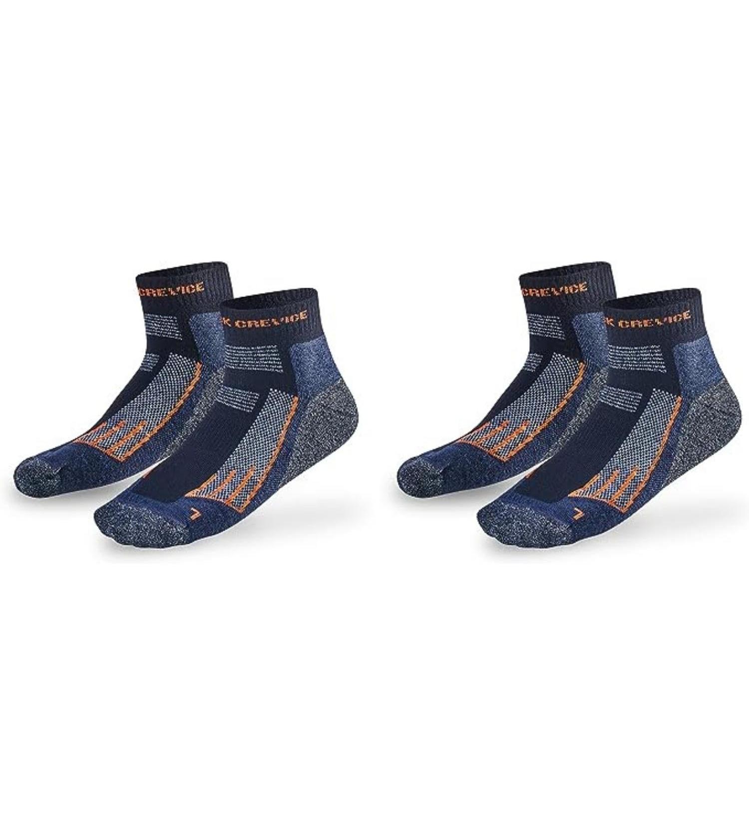Black Crevice Merino Hiking Socks for Men & Women | Odor-Inhibiting Breathable Trekking Socks in Various Colors & Sizes | Reinforced Toe & Heel | 2 Pairs Short Black/Orange 39-42 - Buy Online on GoSupps.com
