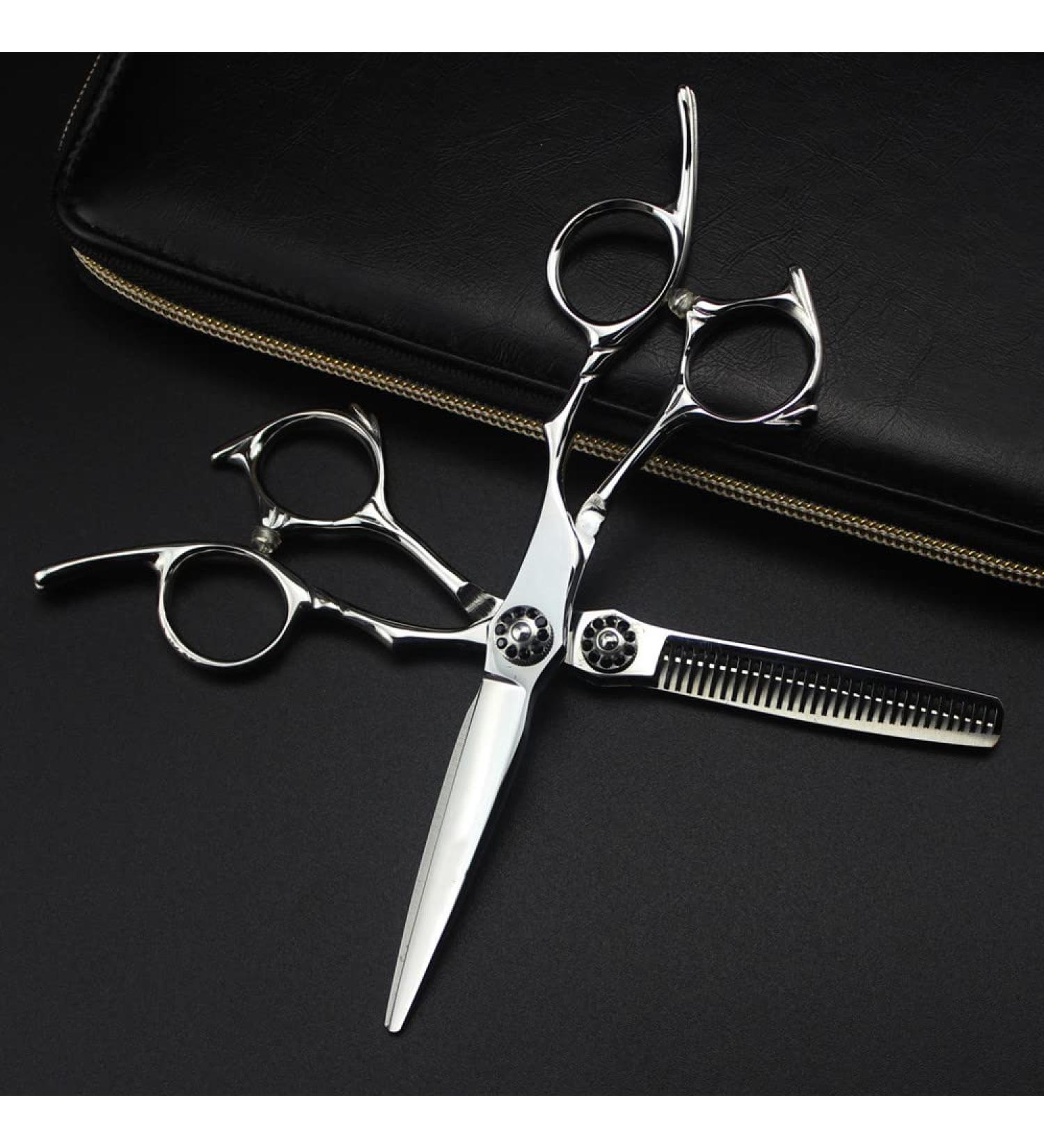 Professional 6-Inch Hair Cutting Scissors Set - High-Quality Steel Black Gem Shears for Thinning & Hairdressing - International Shipping Available - Buy Online on GoSupps.com