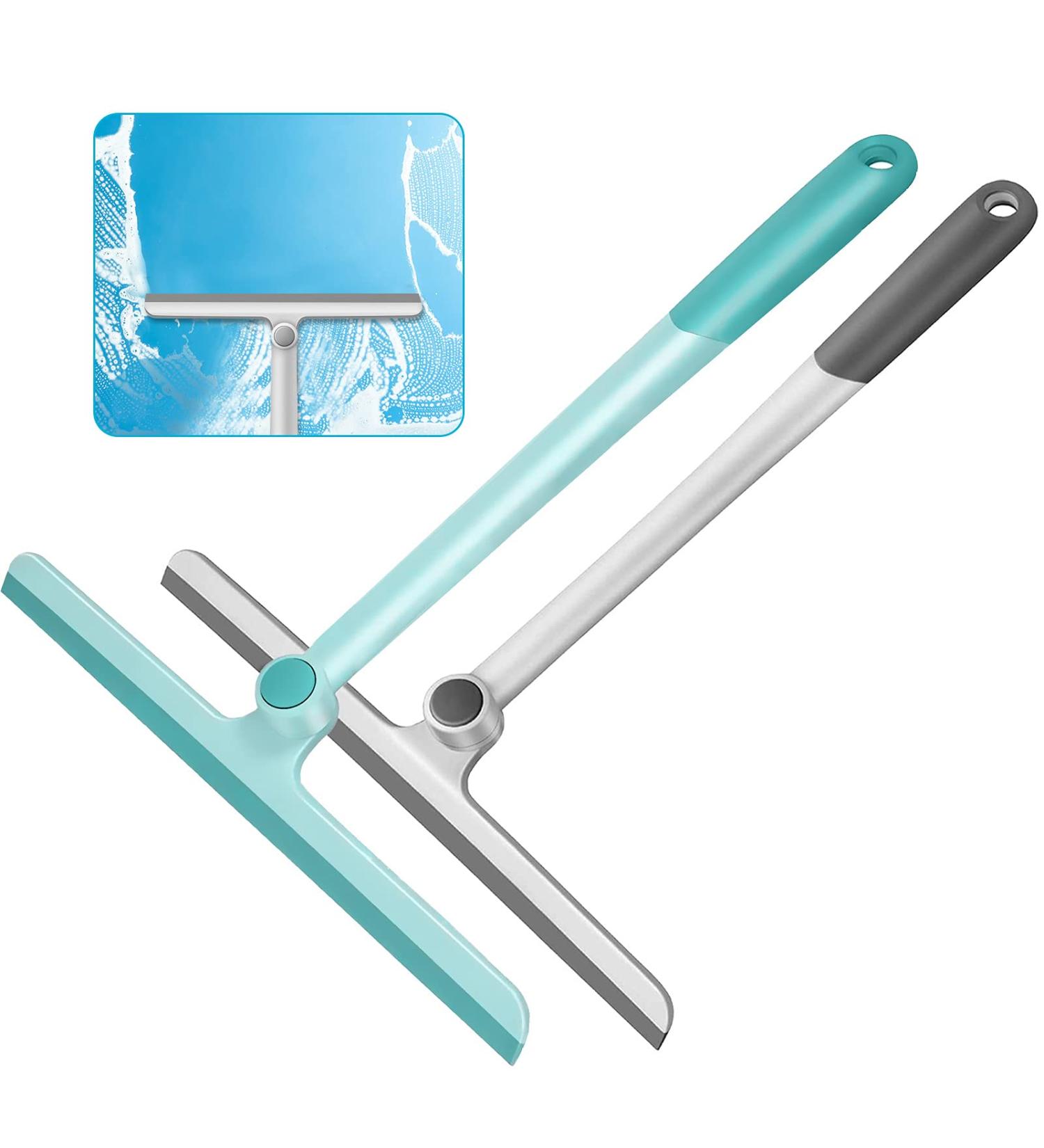Silicone Handle Shower Squeegee 12 Inch - 2 Pack (Gray+Green) for Glass Doors, Bathroom, Mirrors, Windows, Cars, and Tile Walls - Buy Online on GoSupps.com