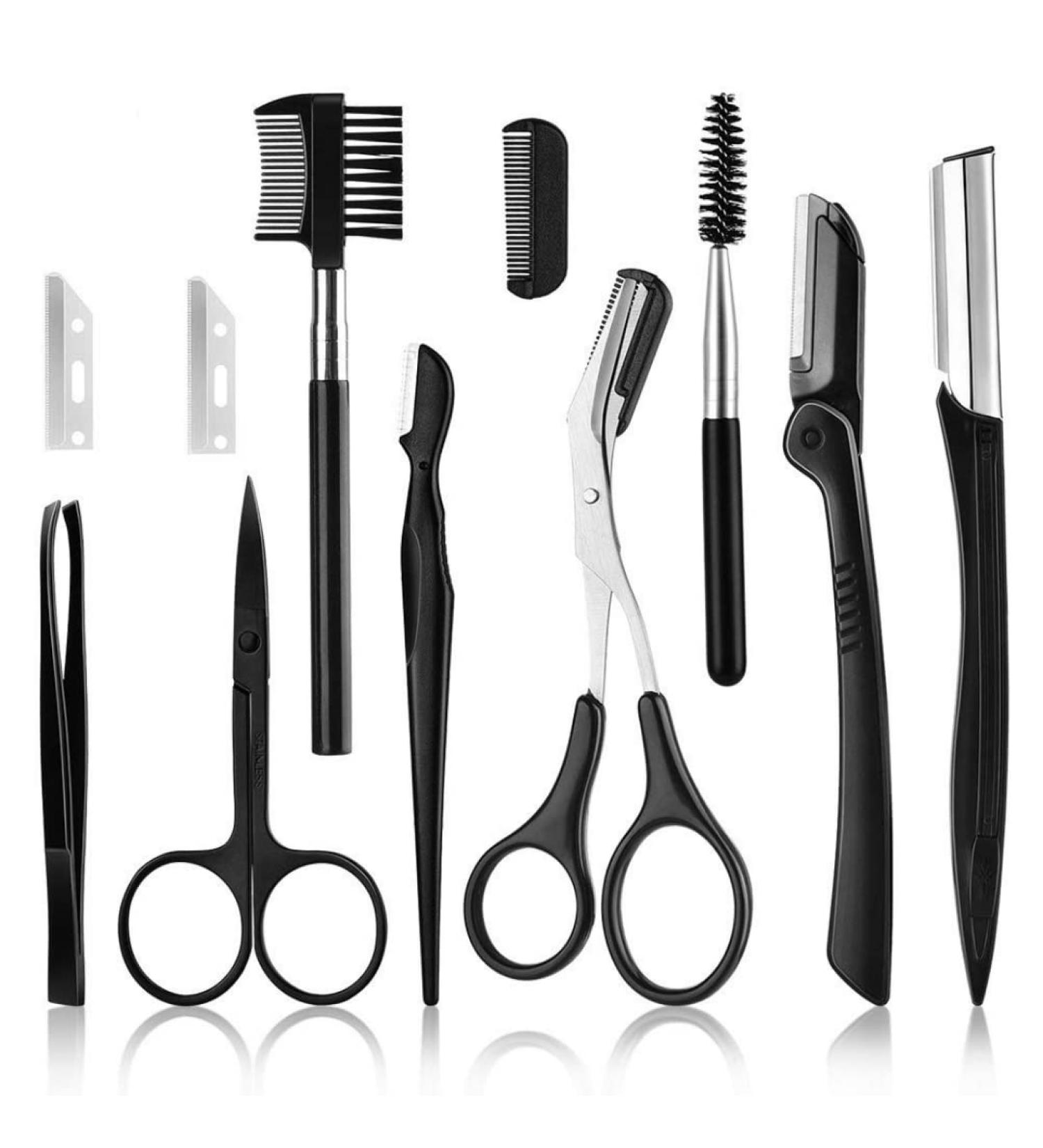 Professional Eyebrow Grooming Kit for Women and Men | Includes Brush, Razor, Comb, Scissor, Knife, Trimmer, and Tweezers - Buy Online on GoSupps.com