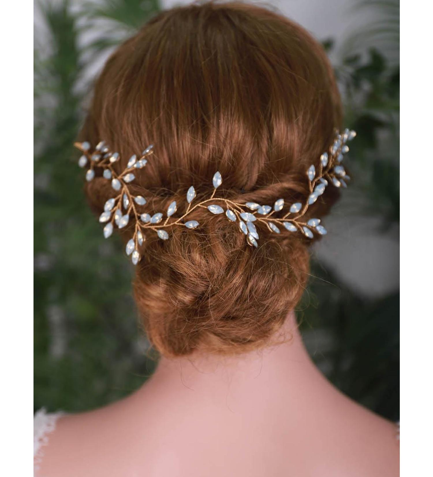 BERYUAN Opal Crystal Rhinestone Wedding Hair Vine Gold Bridal Headband for Wedding Teardrop Crystal Rhinestone Hair Accessories for Bridal Women and Girls (gold) - Buy Online on GoSupps.com