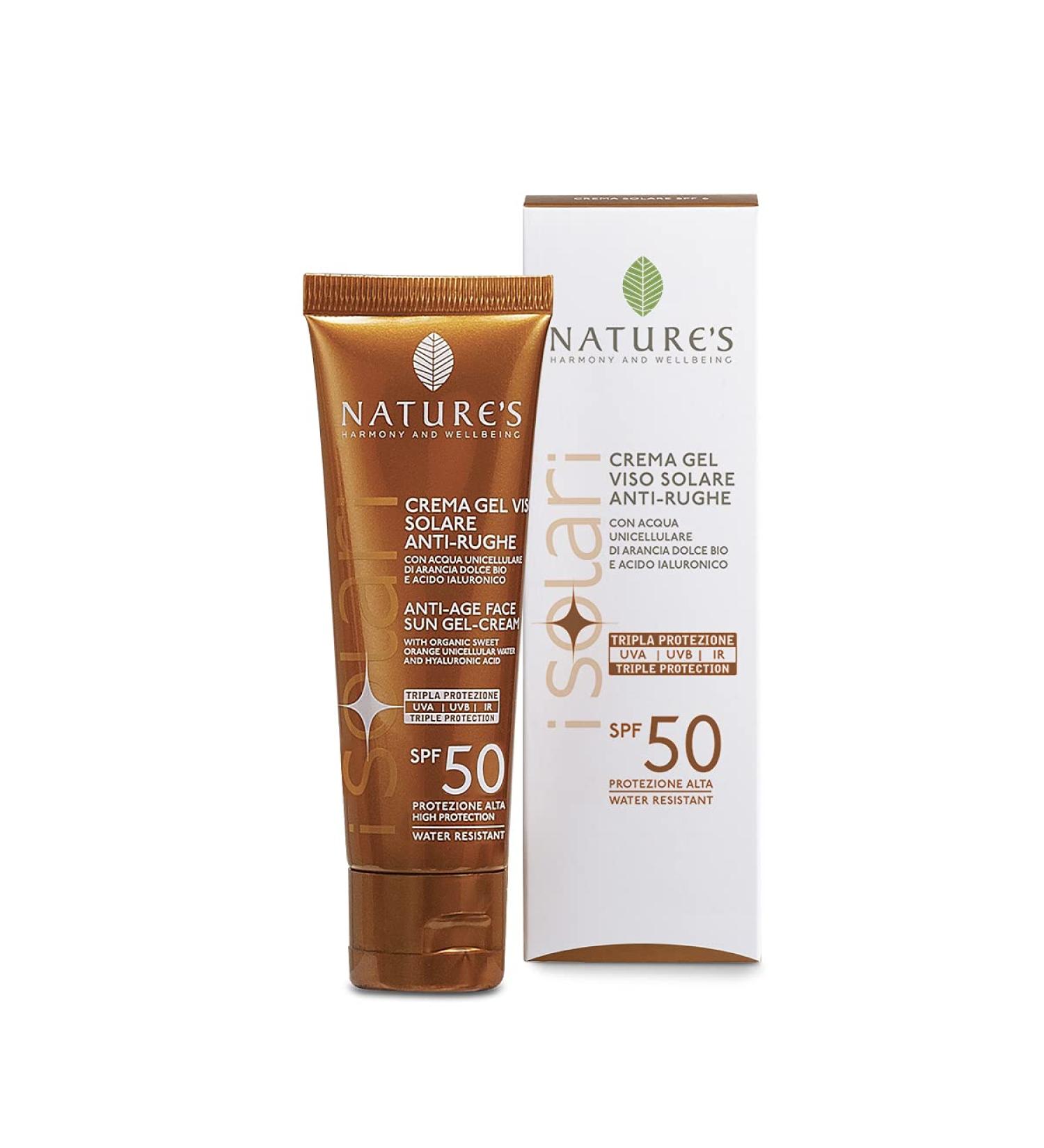 Natures Sun Anti-Wrinkle Face Gel Cream SPF 50 | Apricot Milk & Hyaluronic Acid for Youthful Skin - Buy Online on GoSupps.com