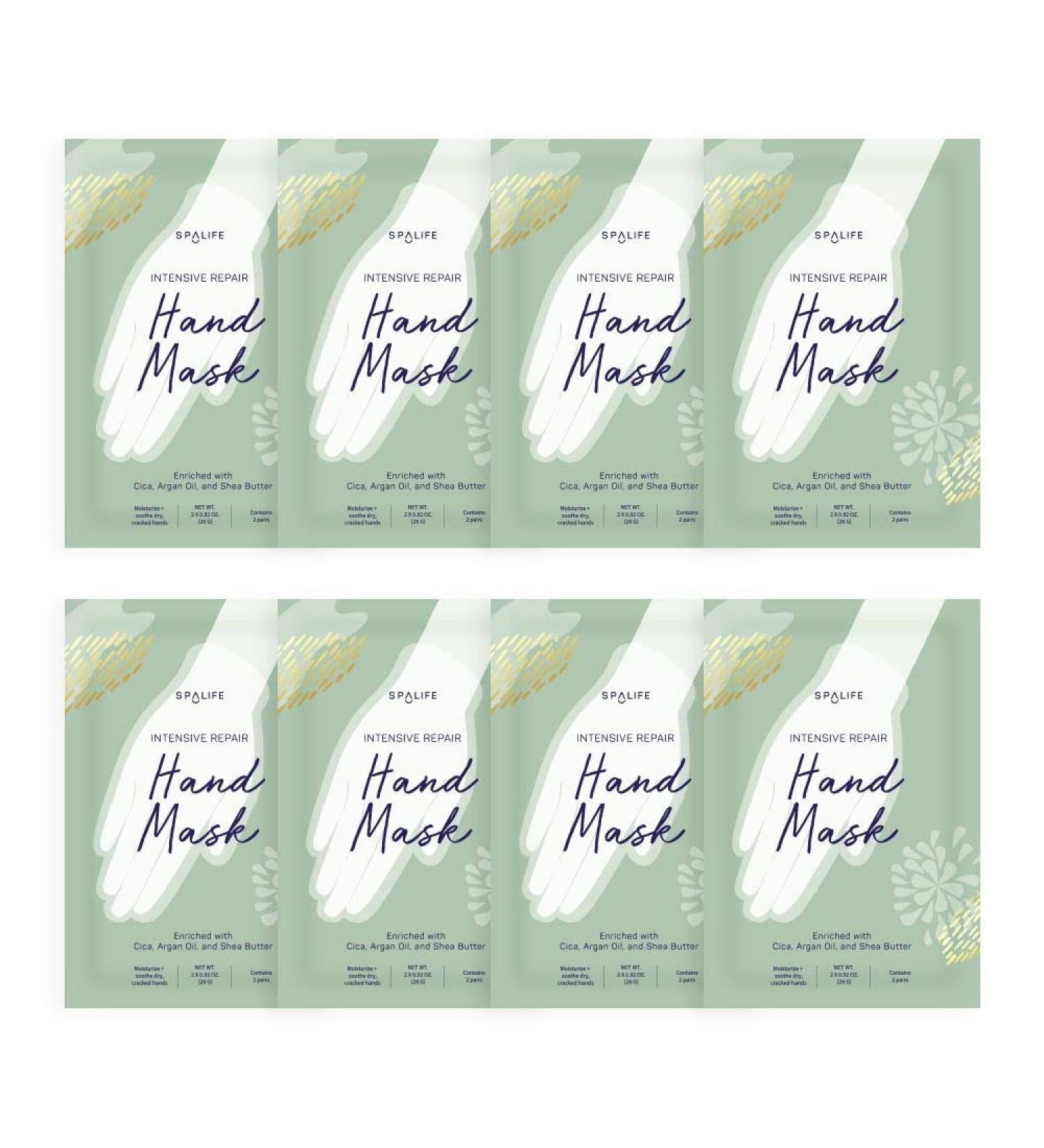 SpaLife Intensive Repair Hand Masks with Cica, Argan Oil & Shea Butter - 8 Pack for Dry & Cracked Hands - Buy Online on GoSupps.com