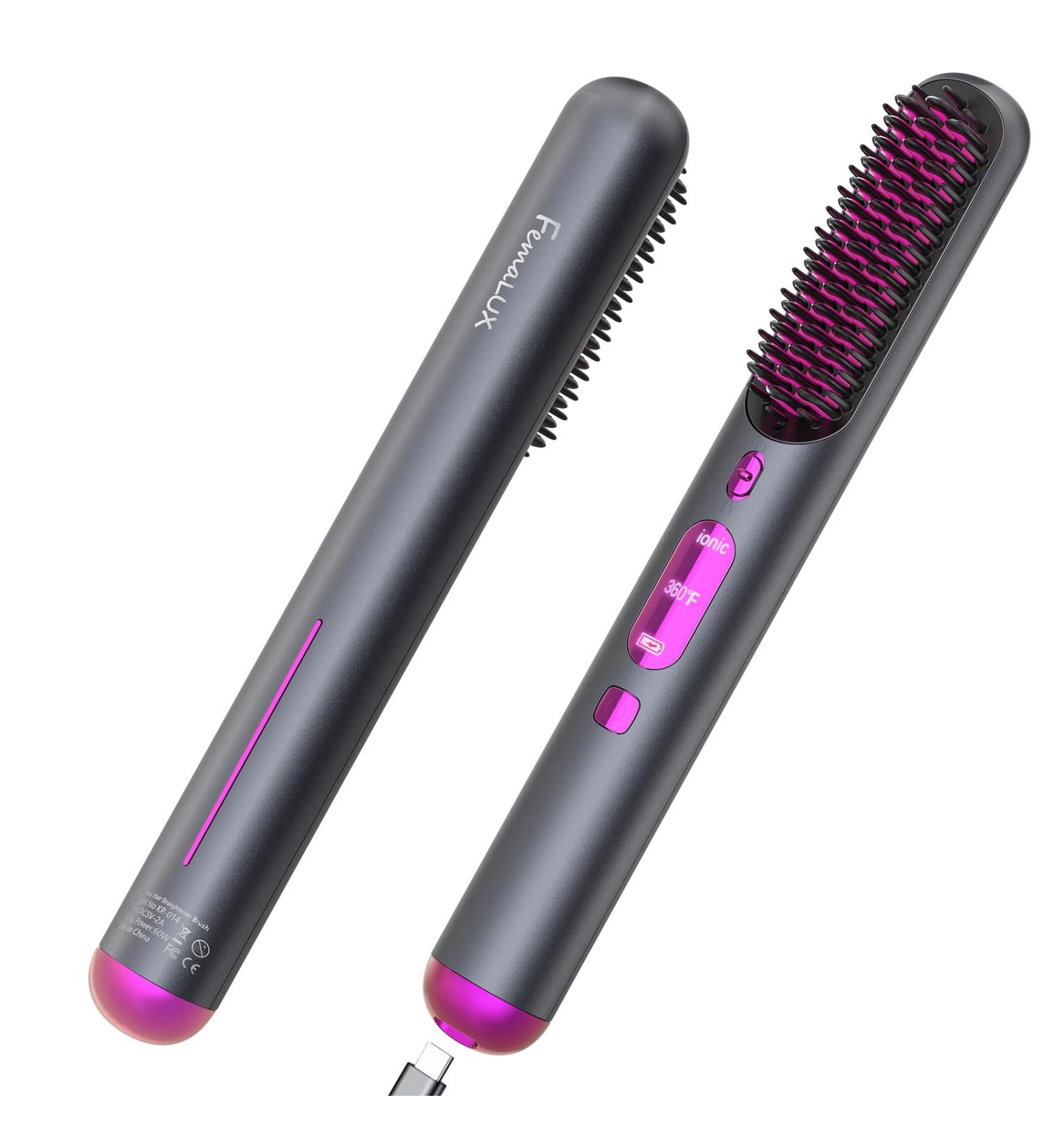 Buy Cordless Hair Straightener Brush - Portable Fast Heating Long-Lasting Battery USB Rechargeable | Ideal for Travel - Buy Online on GoSupps.com