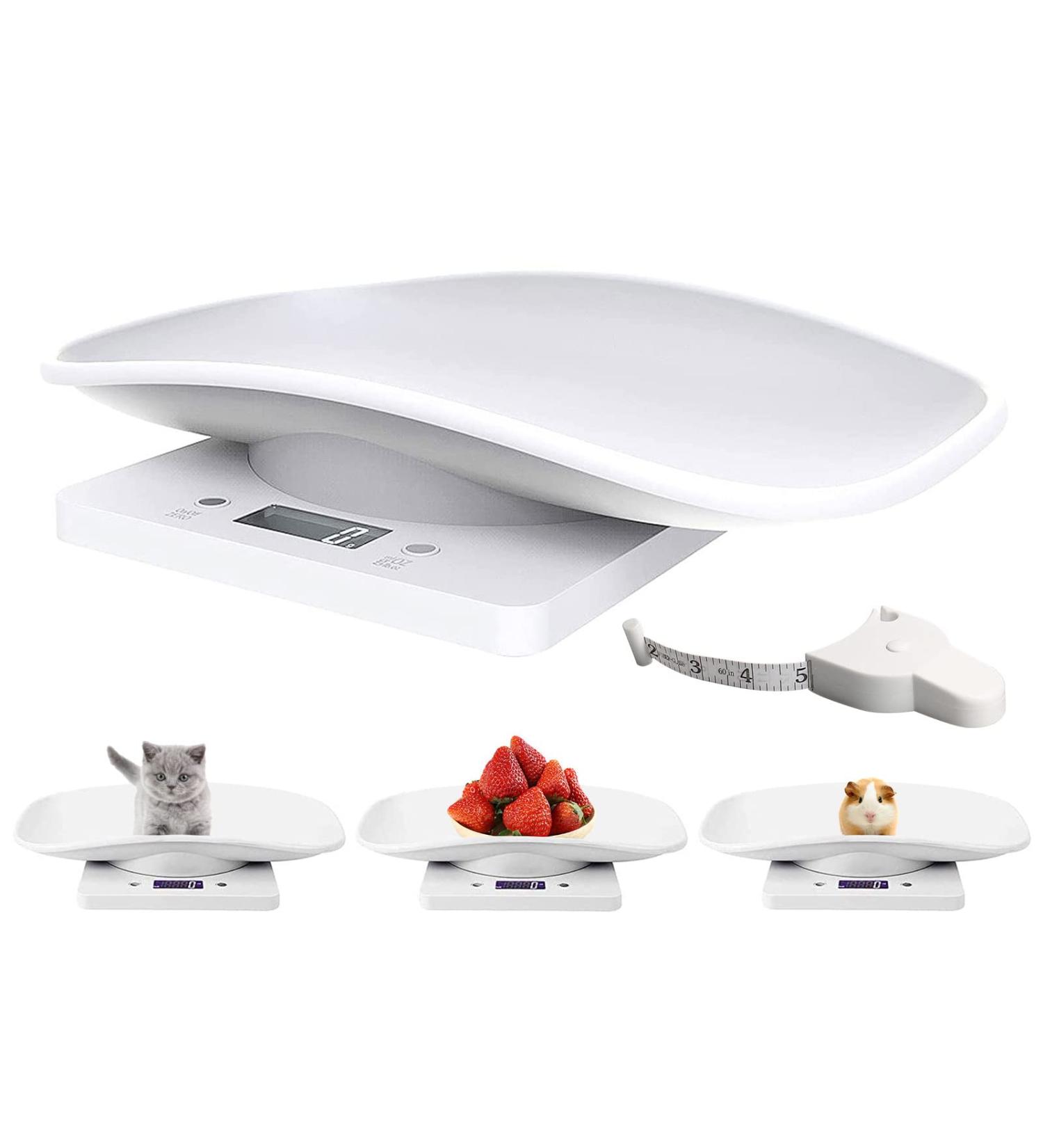 Qulable Digital Small Animals Scale with Tape Measure - High Precision Pet Scale for Cats, Dogs, Kittens, Rabbits - Multi-Function Electronic Scales in White - Buy Online on GoSupps.com