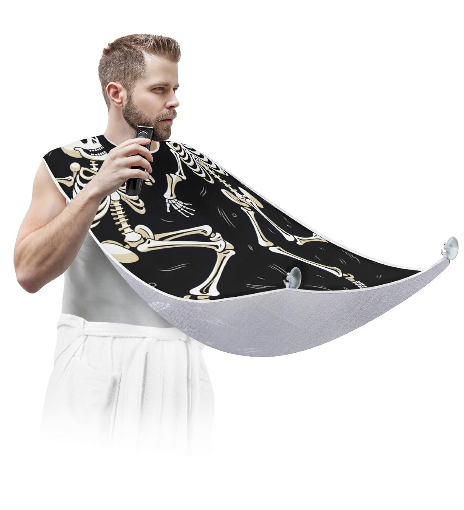 Dancing Skeleton Beard Bib Apron | Men s Beard Hair Catcher for Shaving | Perfect Gift for Dad & Husband | Fathers Day Anniversary Christmas - 2 Suction Cups Included - Buy Online on GoSupps.com