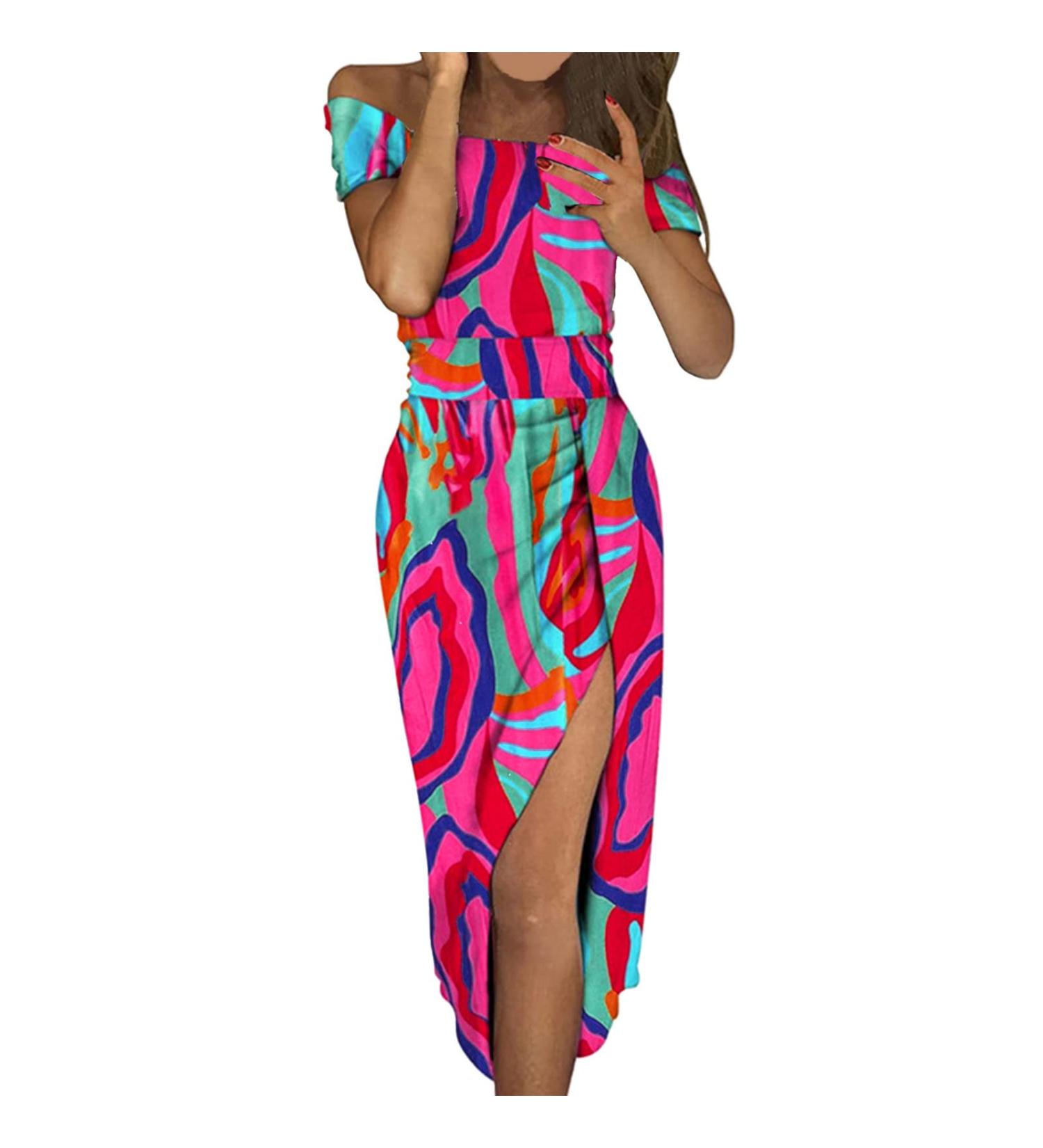 Briskorry Elegant V-Neck Floral Business Dresses for Women | Summer Sexy Knielang Festival Dress with Ruffles - Shop Now! - Buy Online on GoSupps.com