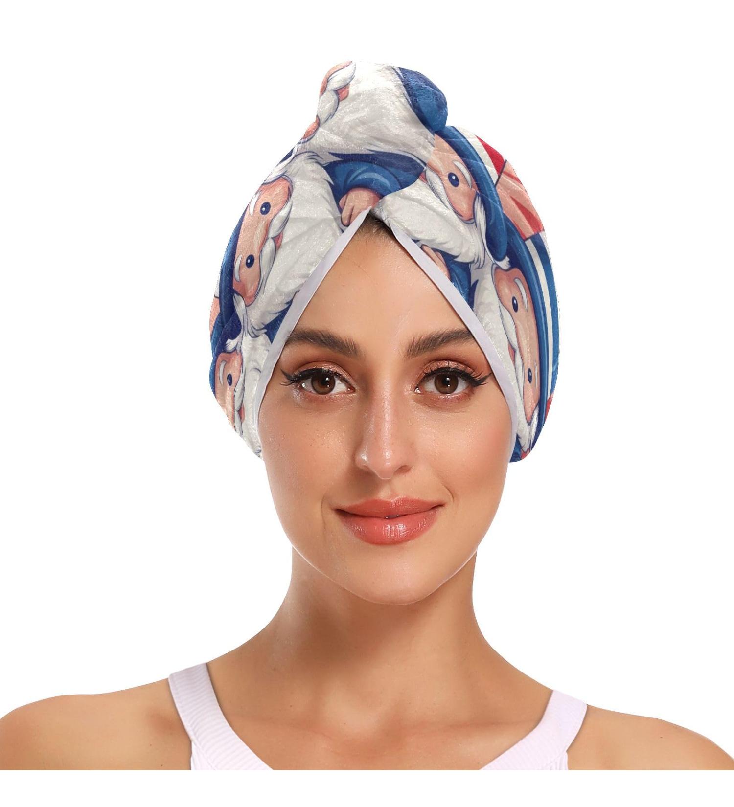 Super Absorbent American Independence Day Dwarf2 Hair Towel 2 Pack | Quick Dry Hair Turbans for Women & Girls - Buy Online on GoSupps.com