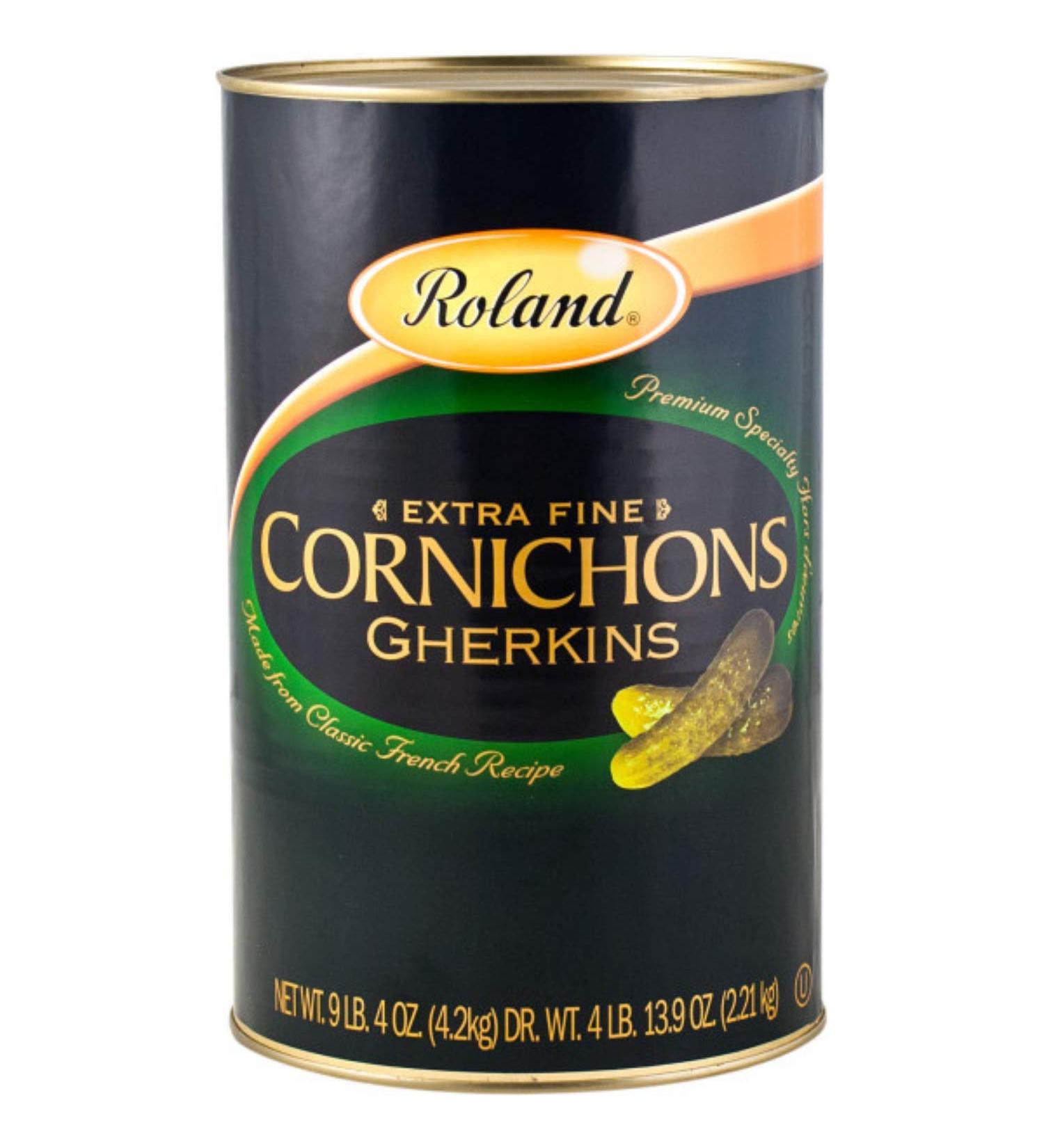 Roland Foods Premium Small Cornichons 4.1-Liter Can - Specialty Imported Pickles - Buy Online on GoSupps.com