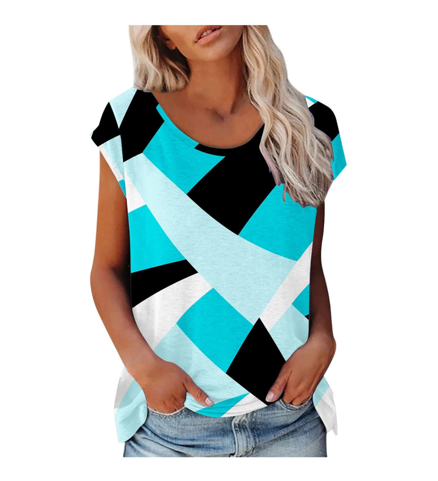 Women's Dressy Casual Sleeveless & Short Sleeve Tops | Blue Summer Shirts - X-Large - Buy Online on GoSupps.com