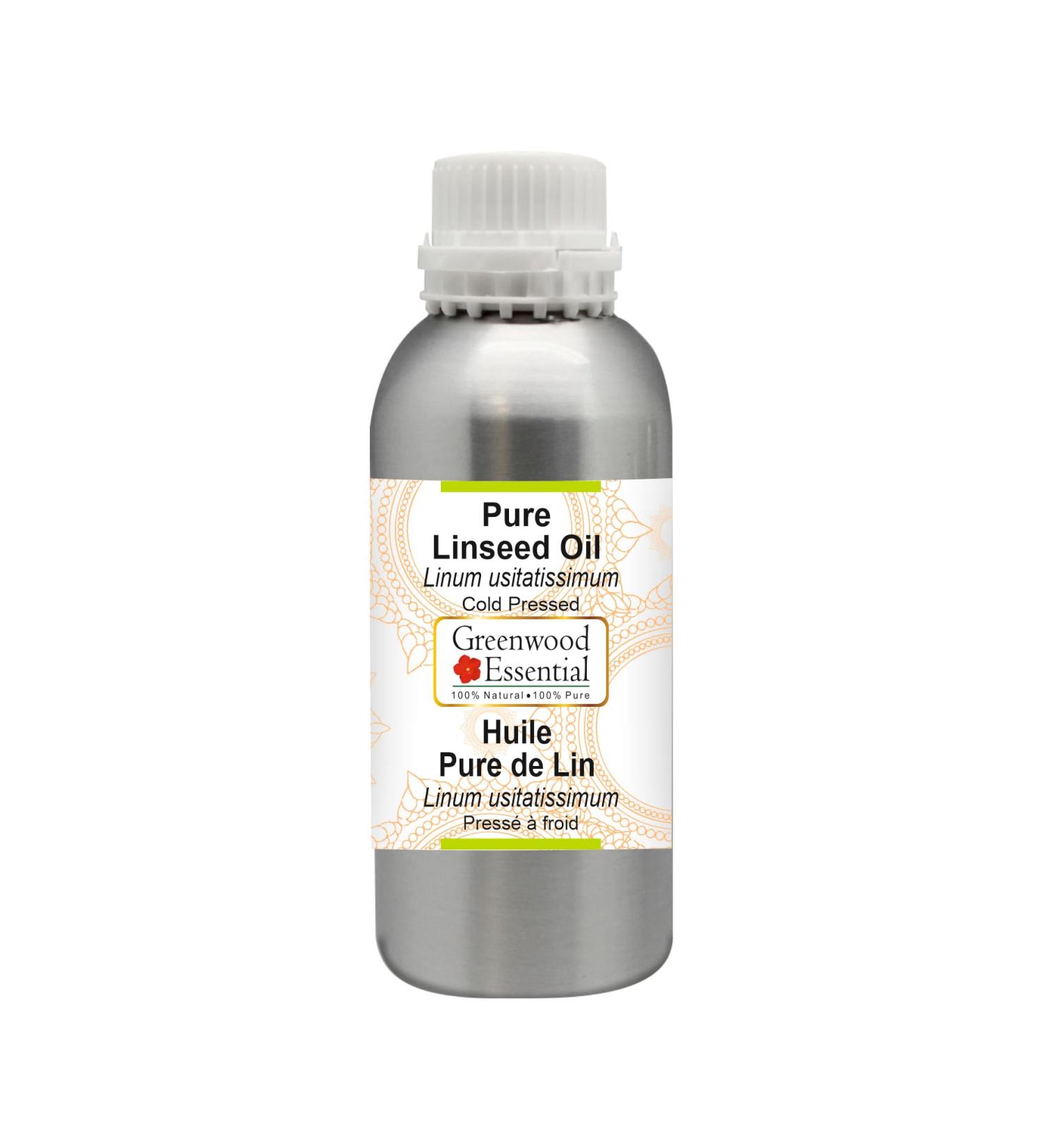 Greenwood Essential Pure Linseed Oil (Linum usitatissimum) Cold Pressed 1250ml (42 oz) - Buy Online on GoSupps.com