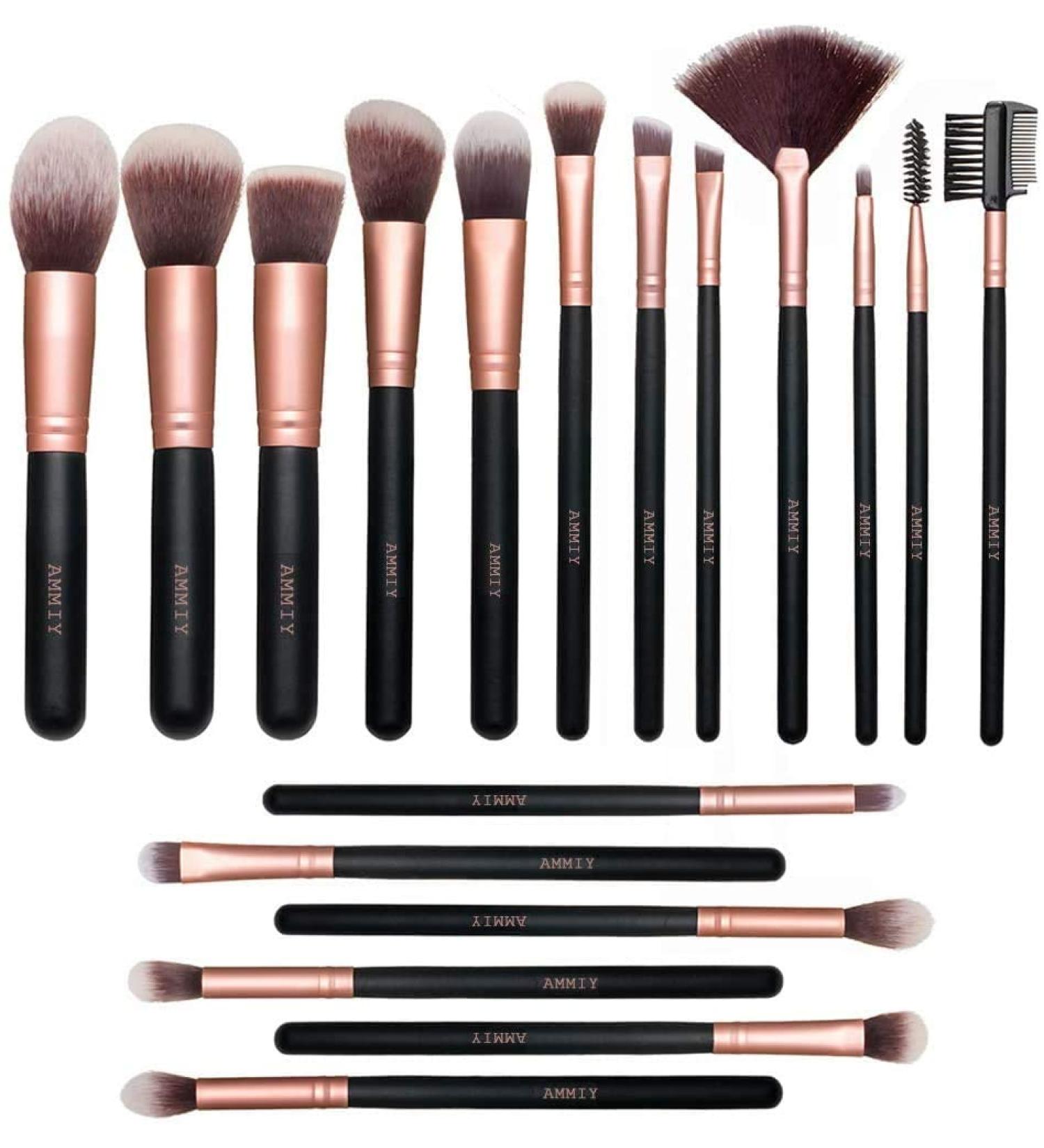 AMMIY 18pcs Premium Makeup Brush Set - Pro Quality Face & Eye Brushes for Foundation Powder Blush & Eyeshadow | Perfect for All Skin Types - Buy Online on GoSupps.com