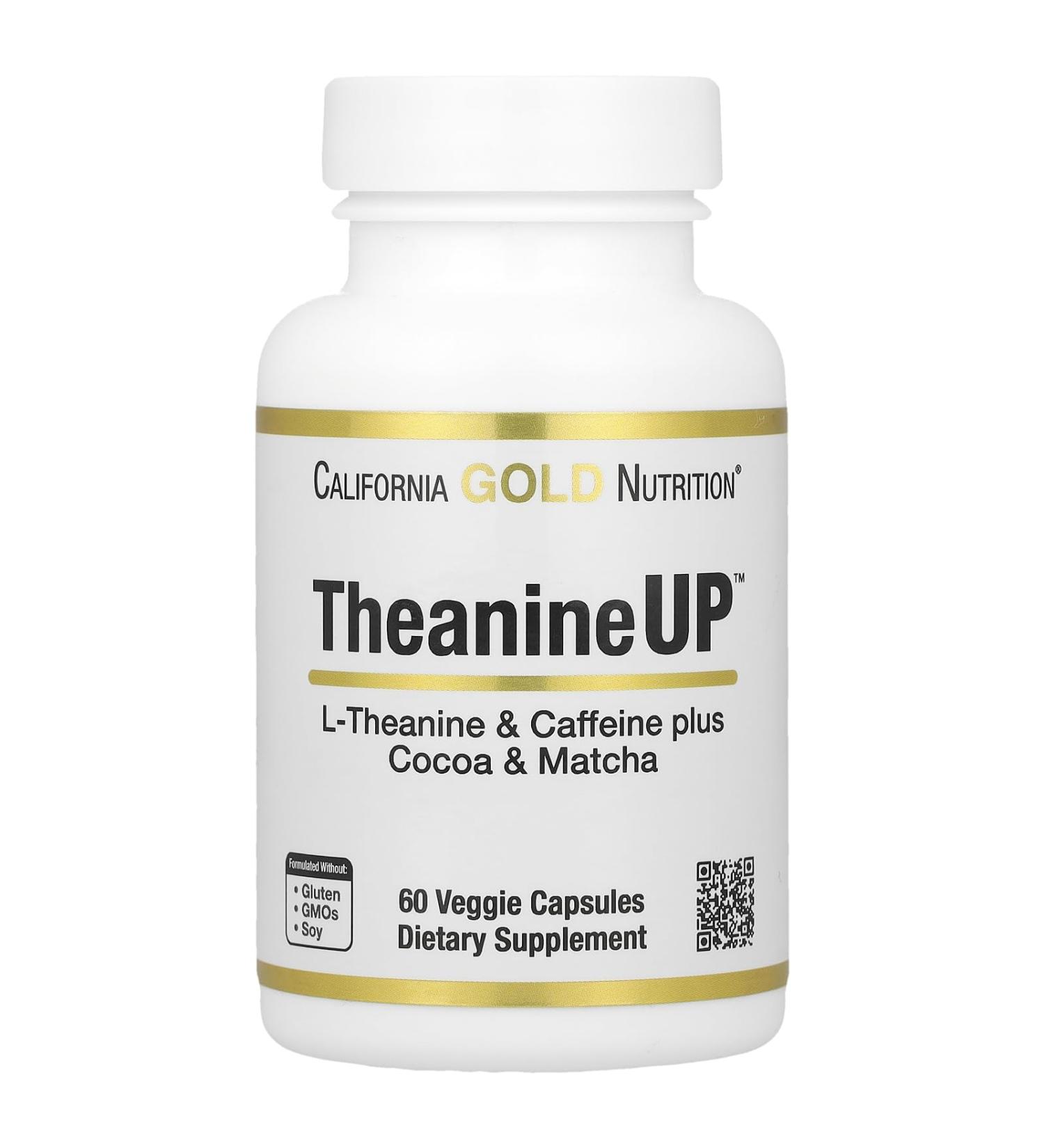 Buy California Gold Nutrition TheanineUP L-Theanine Caffeine Cocoa & Matcha 60 Veggie Capsules for Optimal Relaxation & Focus - Buy Online on GoSupps.com