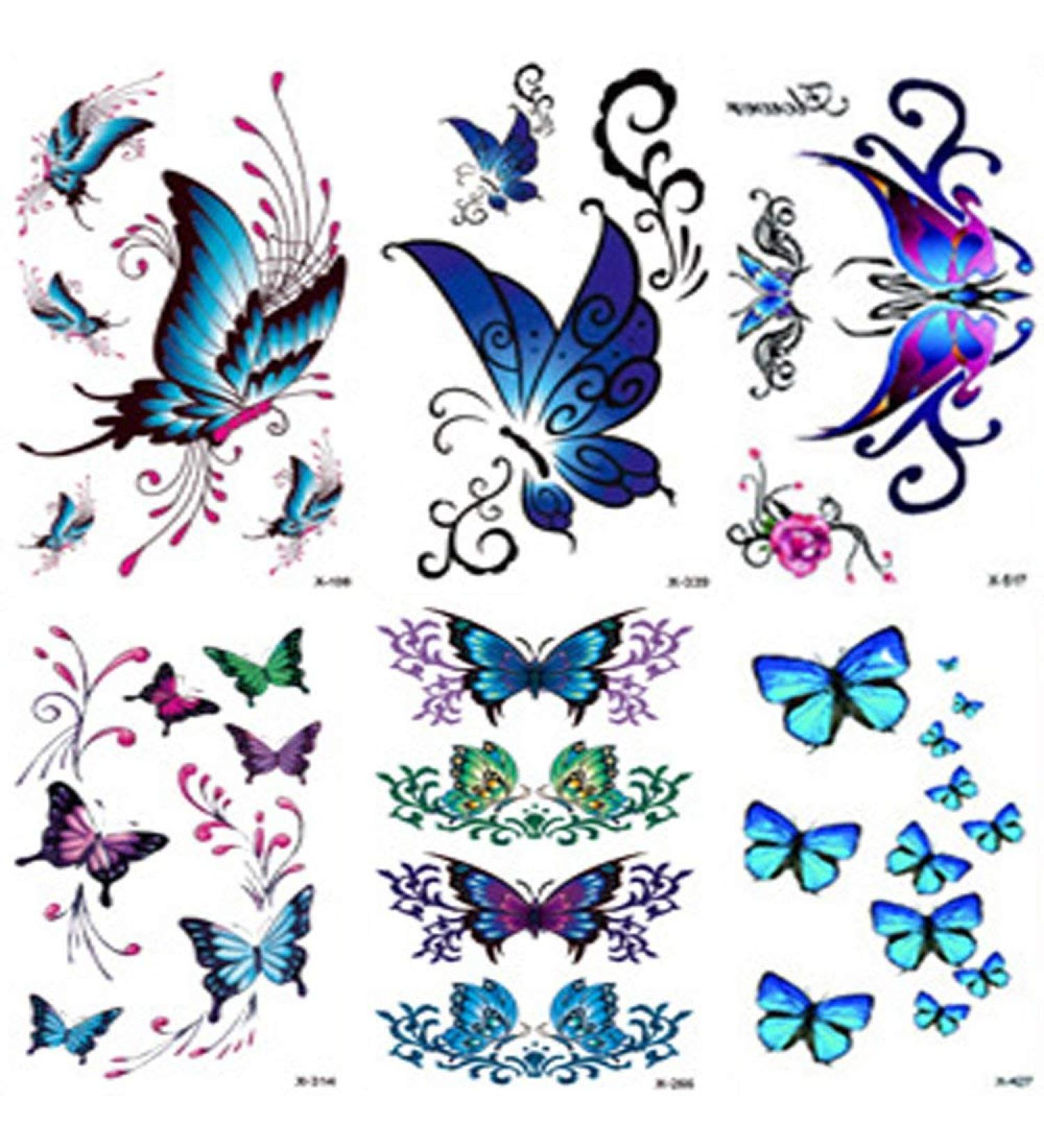 Butterfly Temporary Tattoos for women sexy 6 Pcs by Yesallwas Waterproof long lasting Fake Tattoos Stickers for Arms Shoulders sexy body tattoos 6cmx10.5cm/2.36x4.13 inches (LxW) (A) - Buy Online on GoSupps.com