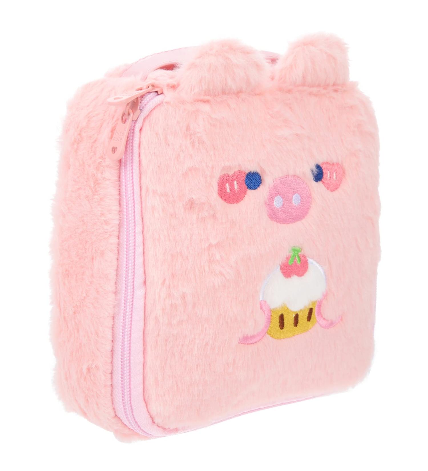 Healvian Plush Period Tampon Pouch & Makeup Bag - Pink Cartoon Coin Purse for Girls & Women - Buy Online on GoSupps.com